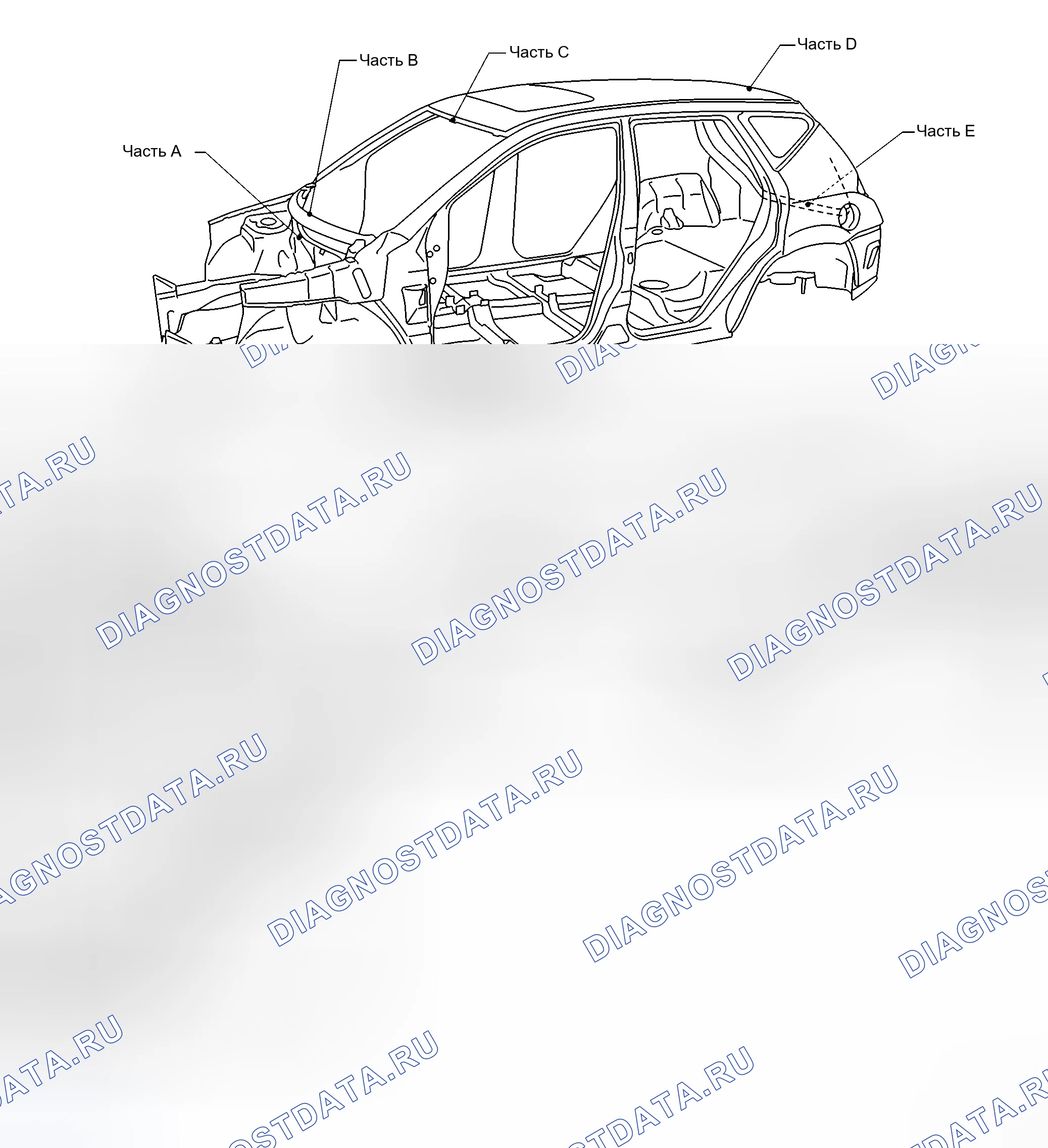 Рис. 416: ОТМЕТКИ ЦЕНТРА ТЕЛА. Honda Integra I