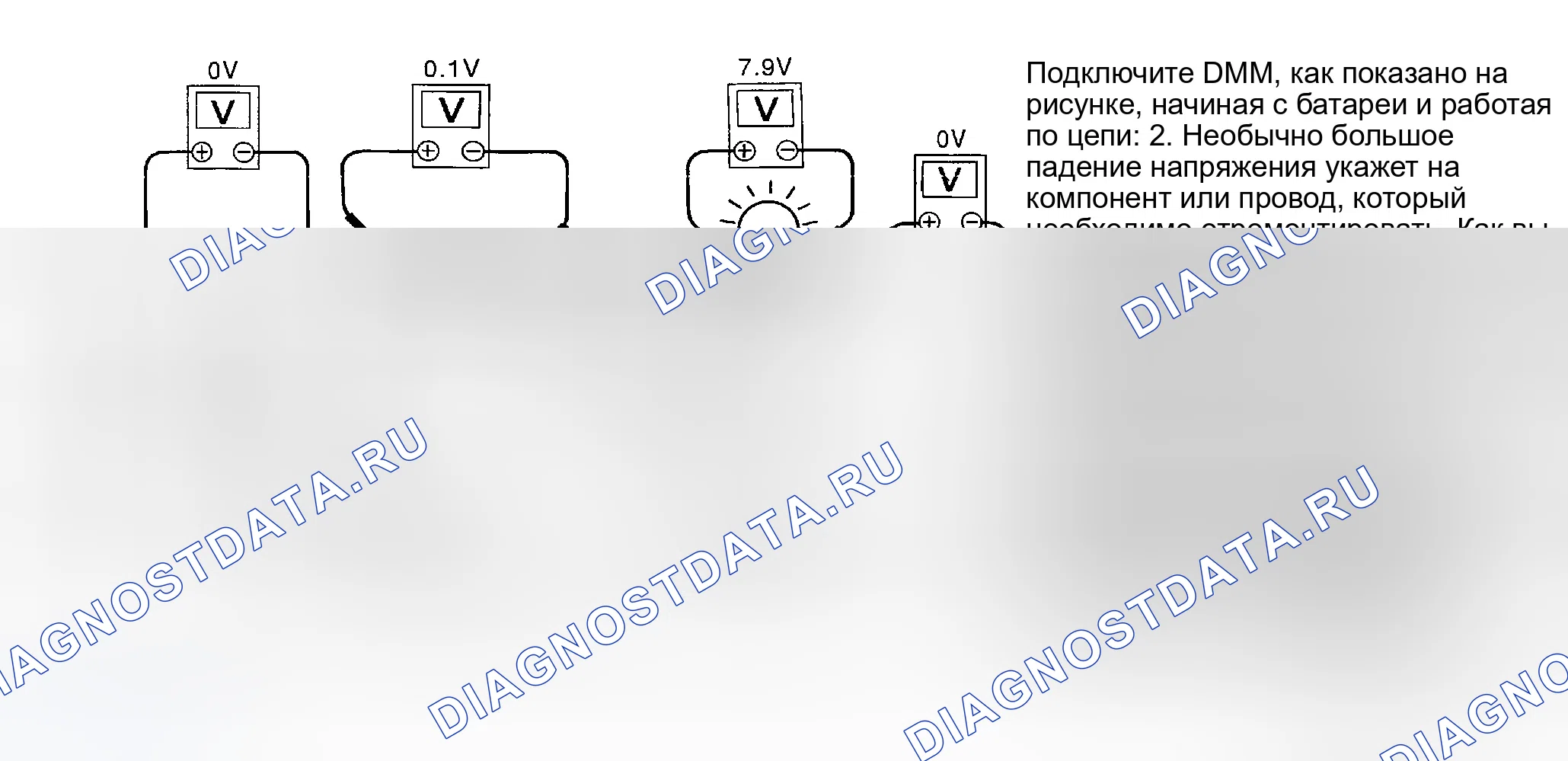 Рис. 56: Пошаговое измерение падения напряжения. Infiniti G35 III