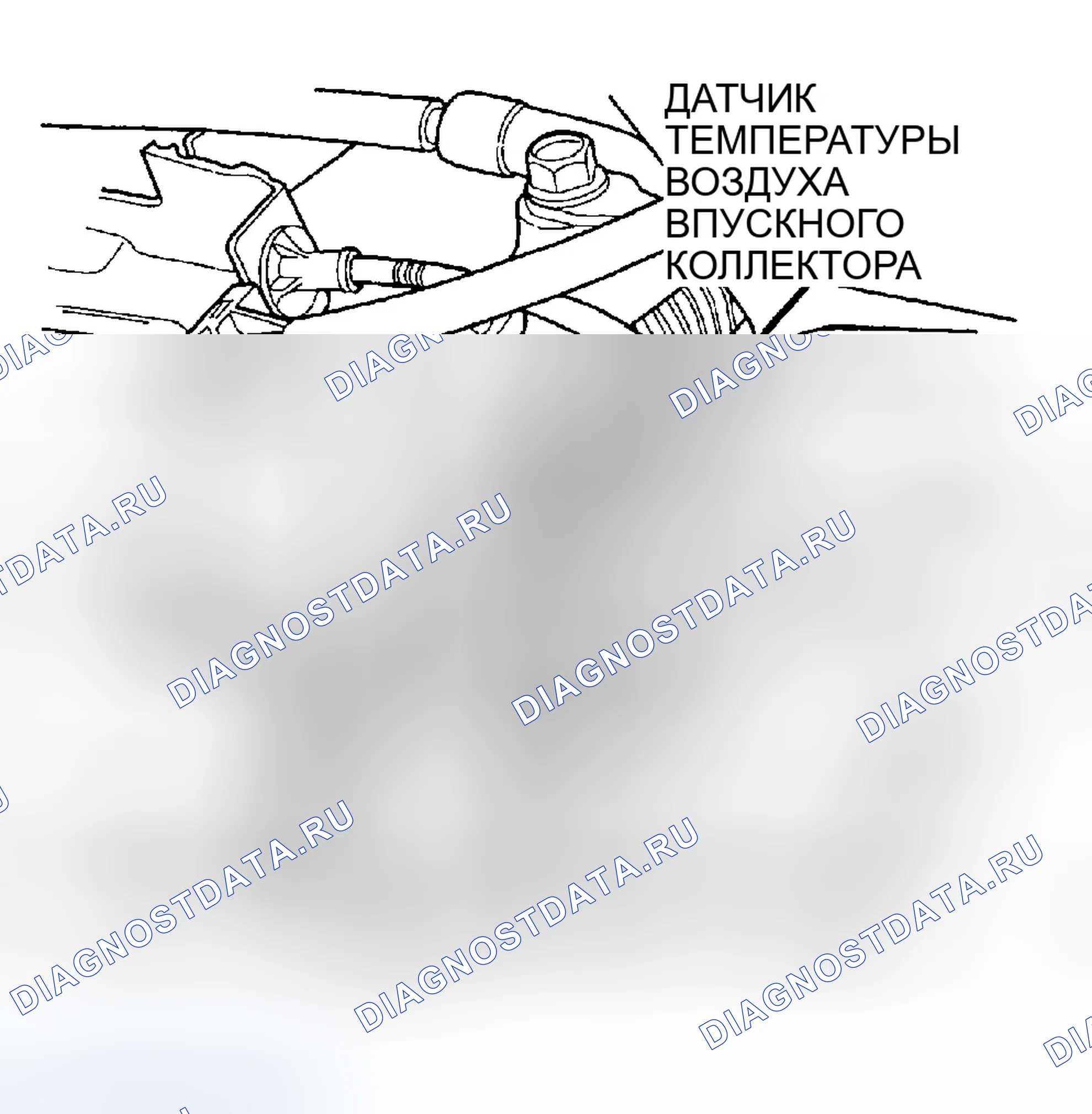 Рис. 18: РАСПОЛОЖЕНИЕ ДАТЧИКА ТЕМПЕРАТУРЫ ВСАСЫВАЕМОГО ВОЗДУХА (5.9L). Dodge Pickup R1500 
