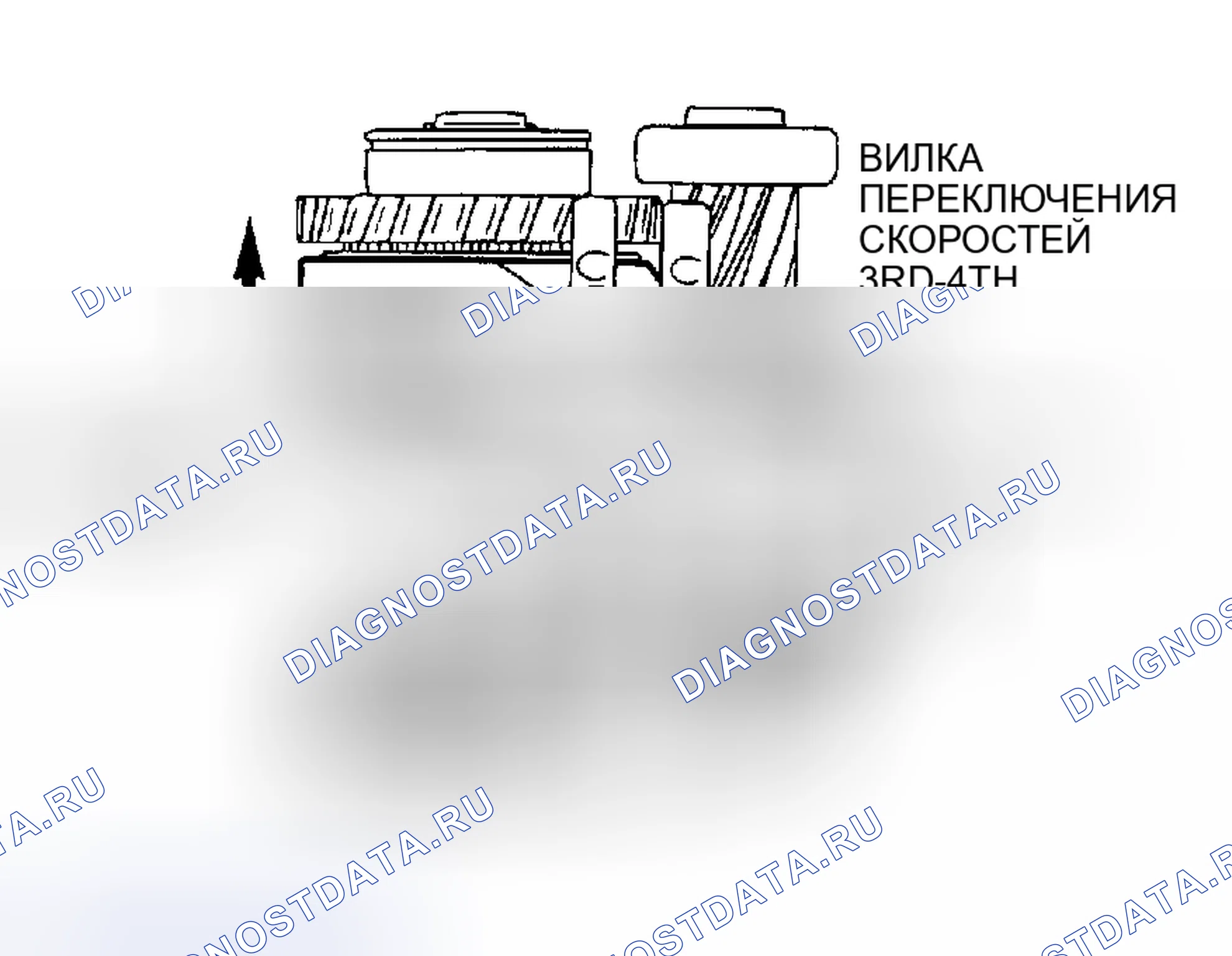 Рис. 43: < < D > > 3RD-4TH РЕЙКА ПЕРЕКЛЮЧЕНИЯ СКОРОСТЕЙ / xtaгх2-4TH ВИЛКА ПЕРЕКЛЮЧЕНИЯ СКОРОСТИ / 5TH НАПРАВЛЯЮЩАЯ ПЕРЕКЛЮЧЕНИЙ " СКОРОСТЬ-РЕВЕРС " / xta x5 скорость-REV 3RD 5TH. Chrysler Sebring II рестайлинг