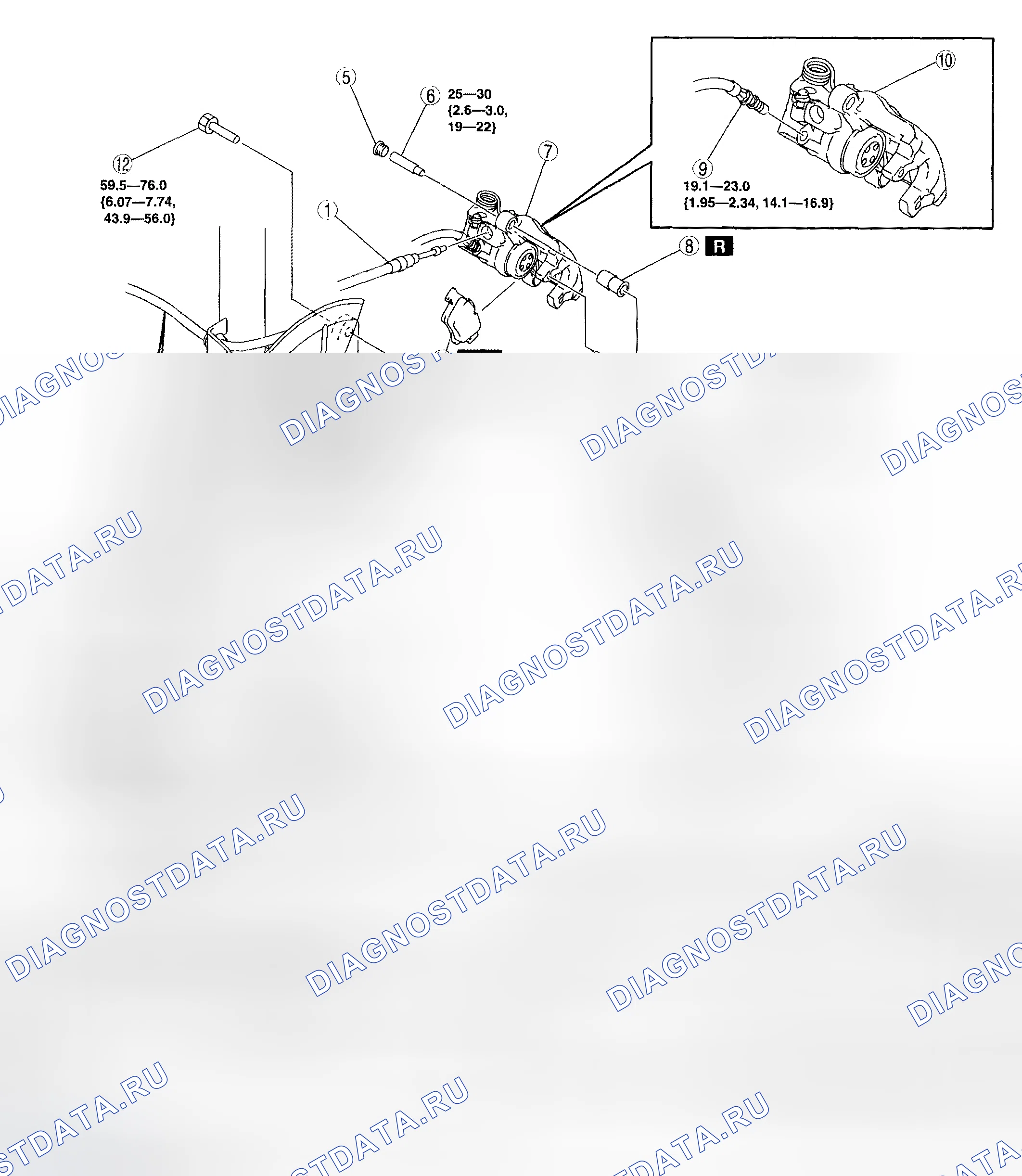 Рис. 24: ЗАДНИЙ ТОРМОЗ (ДИСКОВЫЙ) ДЕМОНТАЖ / МОНТАЖ. Mazda 5 I