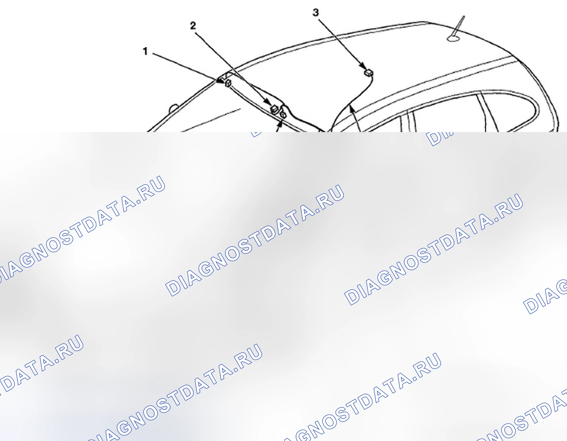 Рис. 354: Жгут проводов для крыши - без крыши (стр. 203-27). Honda CR-V III рестайлинг