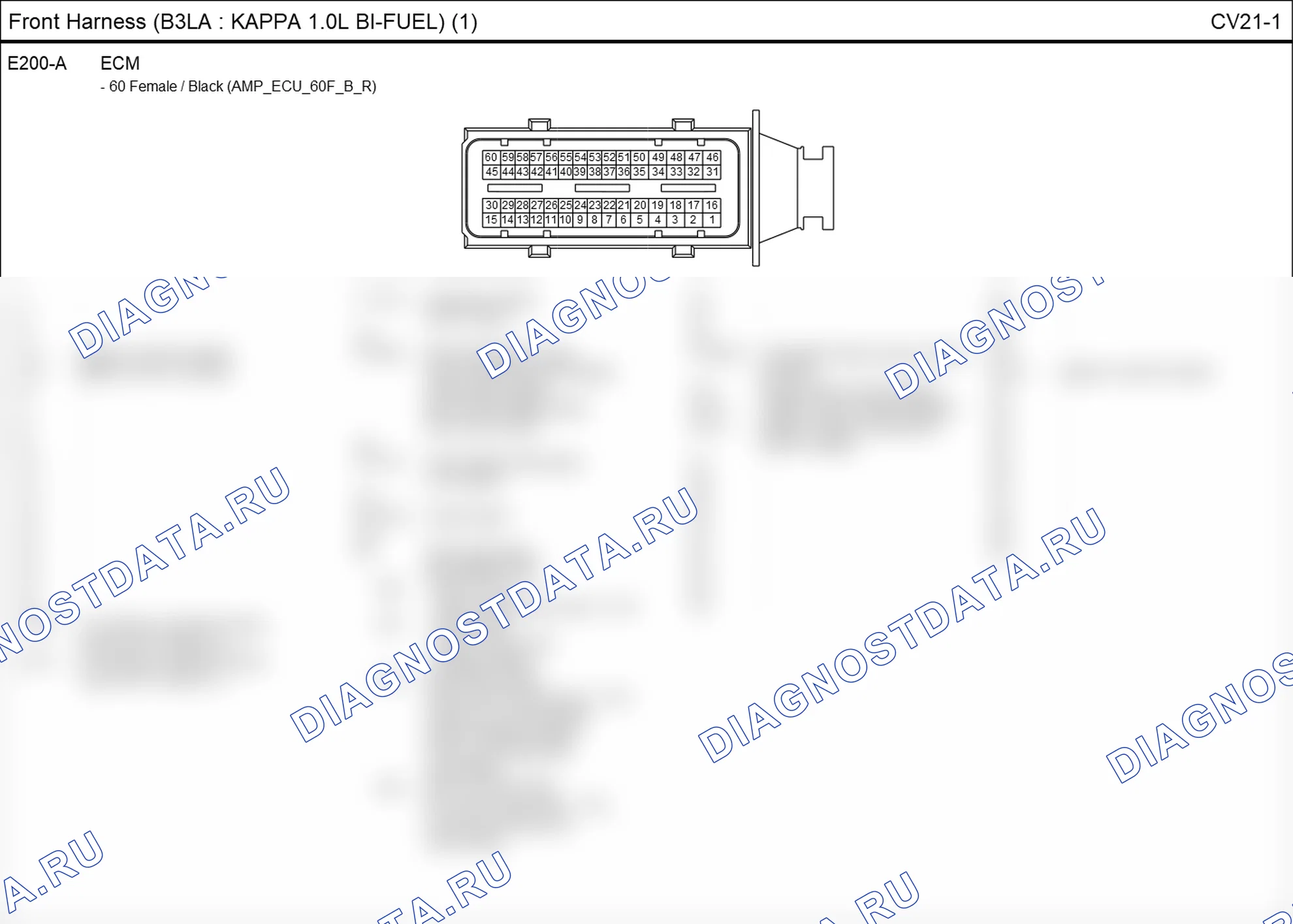 Распиновка разъёма E200-A — front harness. Hyundai GRAND i10/Xcent BA