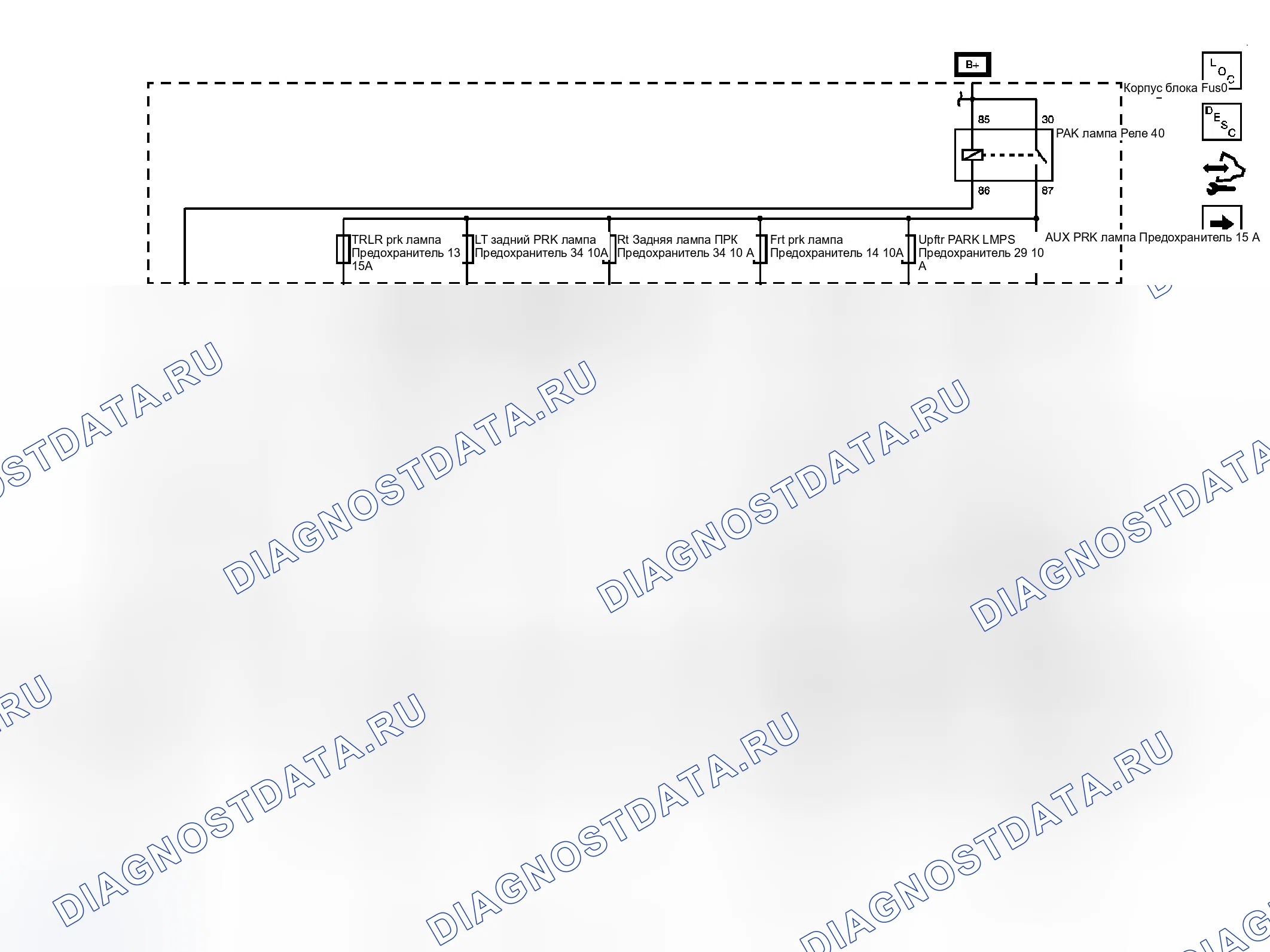 Рис. 5: Схема внешнего освещения. GMC Savana H1500 