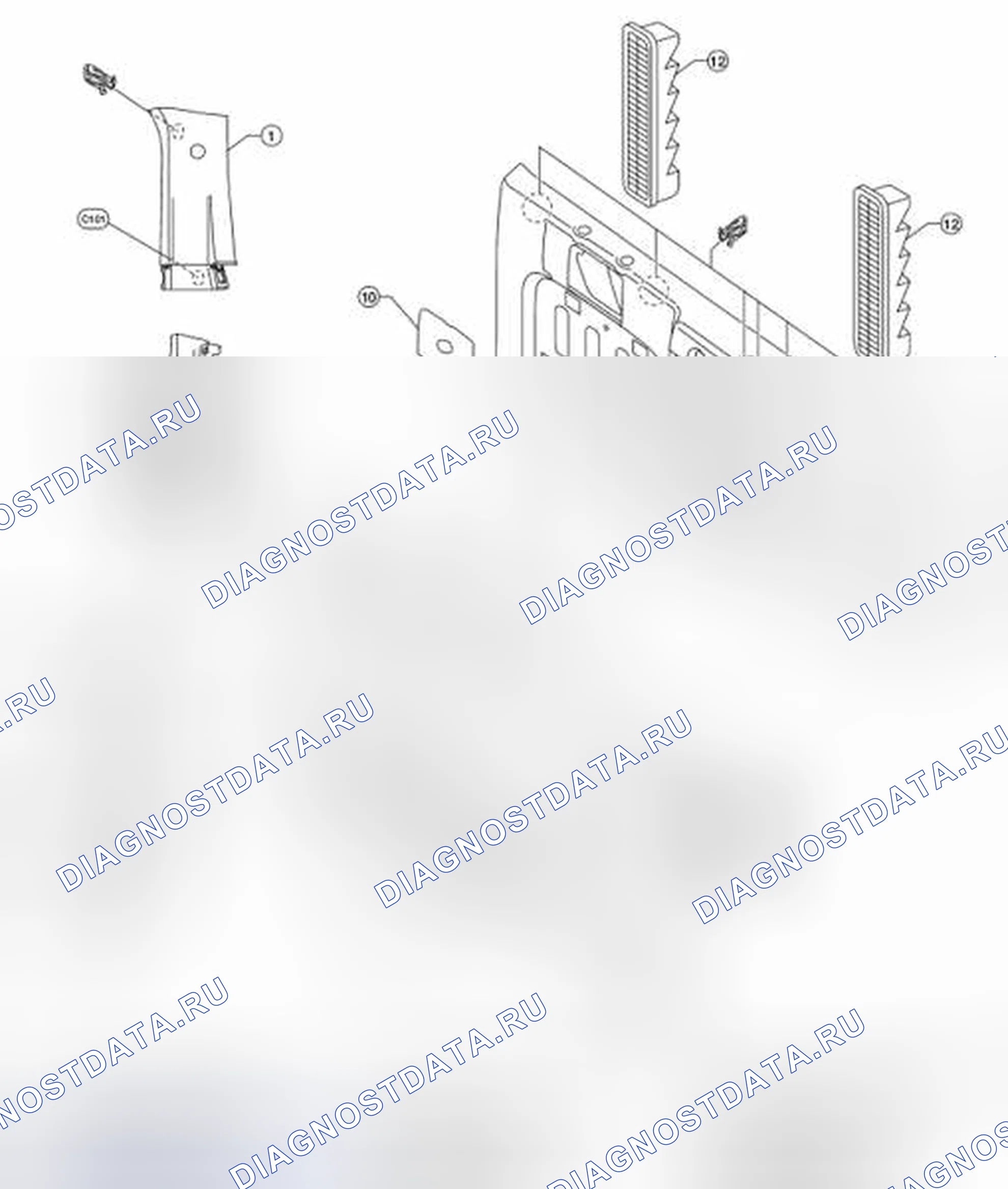 Рис. 19: Идентификация компонентов задней панели (кабина). Nissan Frontier D40