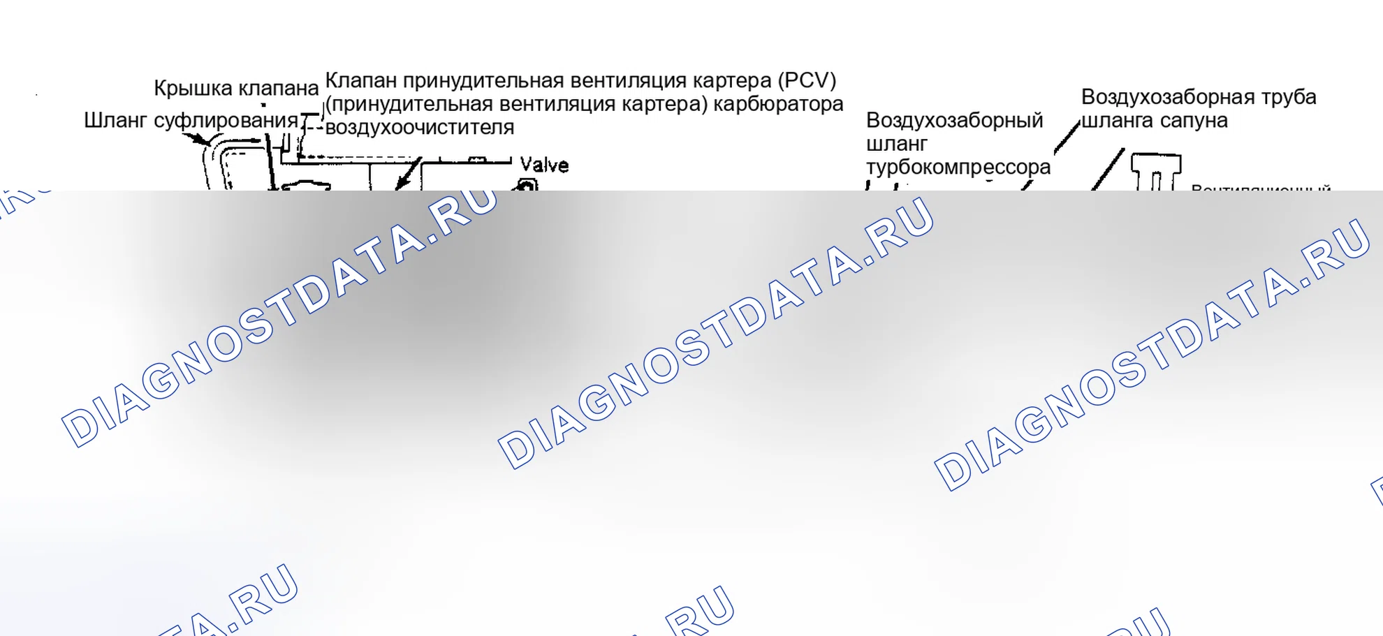 Рис. 1: Система вентиляции картера. Mitsubishi Galant V