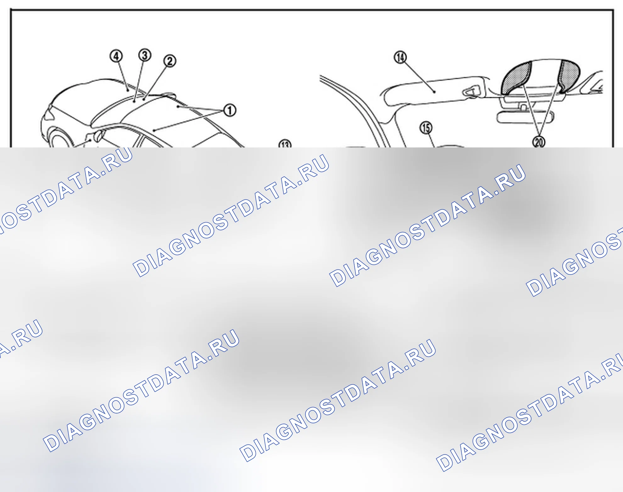 Рис. 1: СИСТЕМА ВНУТРЕННЕГО ОСВЕЩЕНИЯ: Расположение составных частей. Infiniti M56 IV