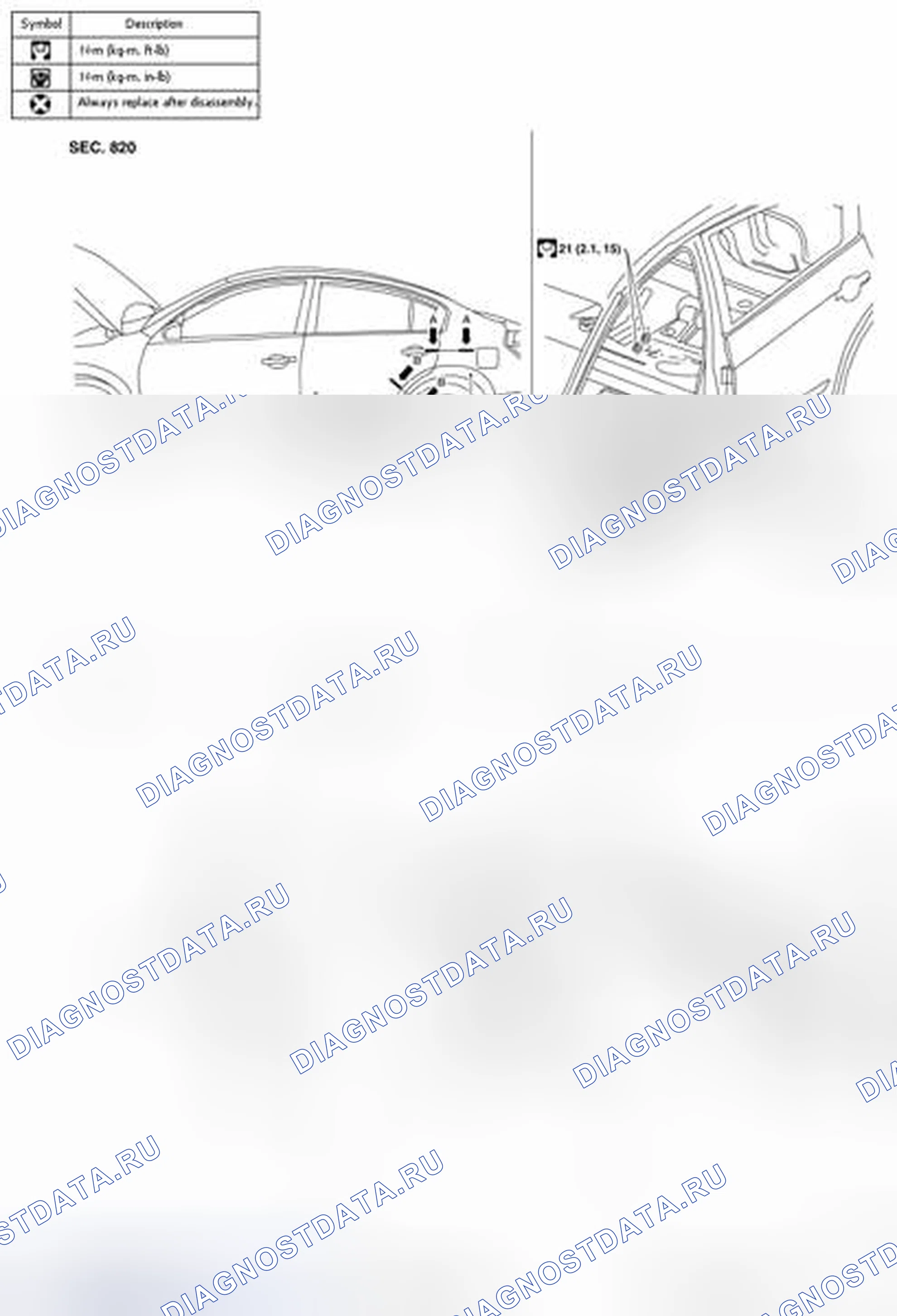 Рис. 1270: ЗАДНЯЯ ДВЕРЬ: РЕГУЛИРОВКА. Nissan Altima L32 рестайлинг