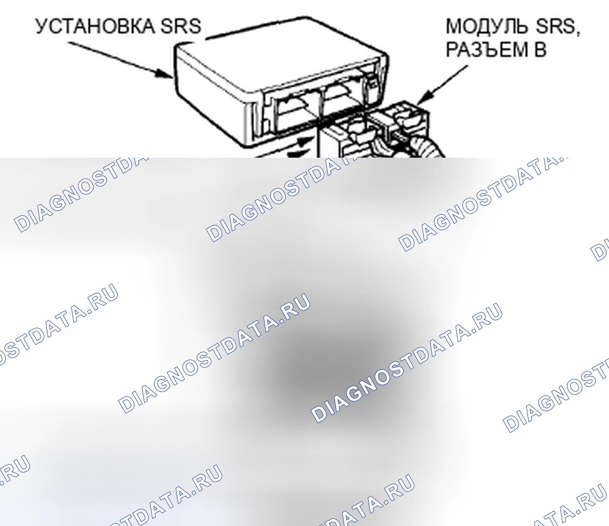 Рис. 7: Открытие короткозамыкающих разъемов блока SRS для диагностики. Acura CSX I