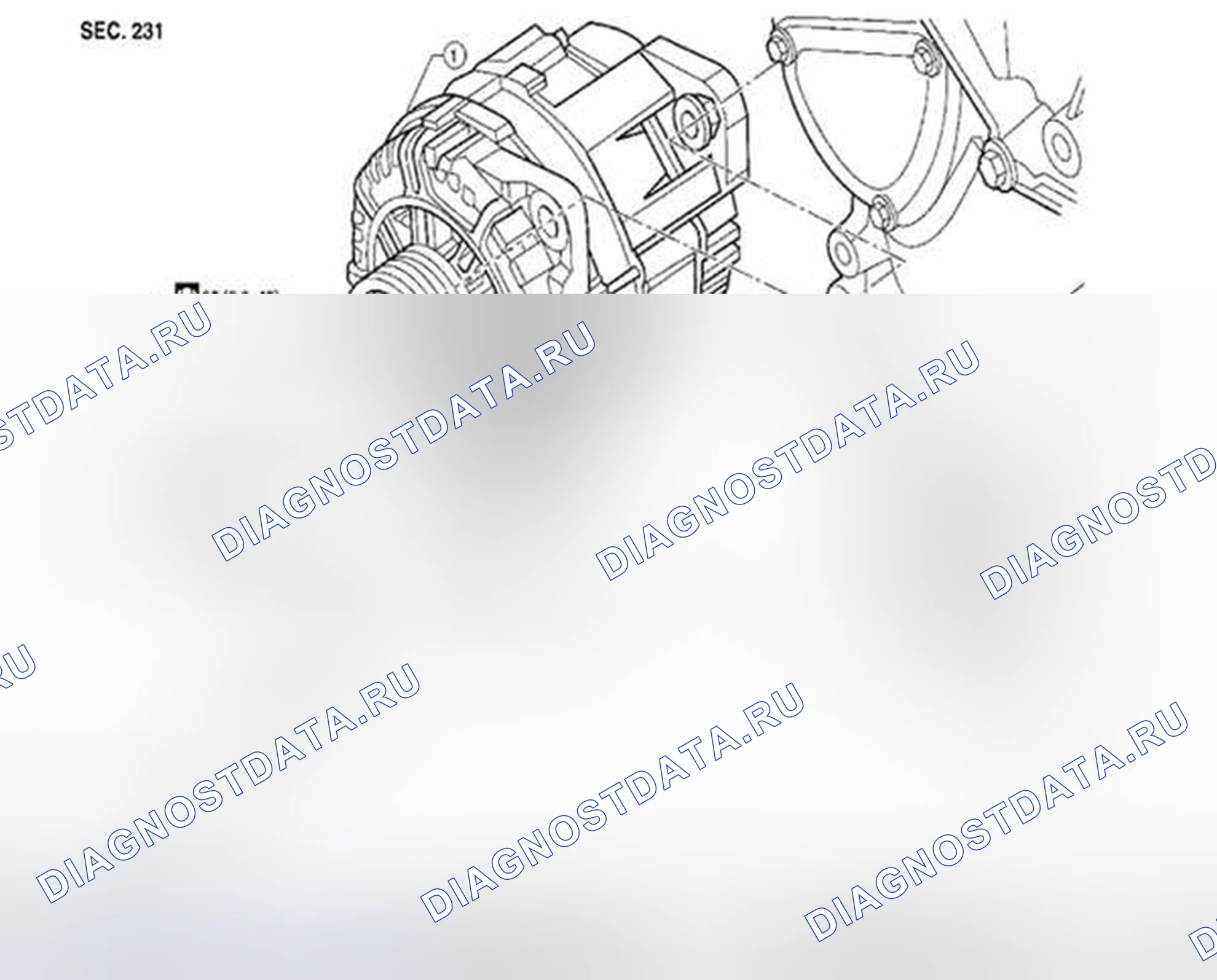 Рис. 8: Генератор: демонтаж и монтаж - модели VQ40DE. Suzuki Equator I