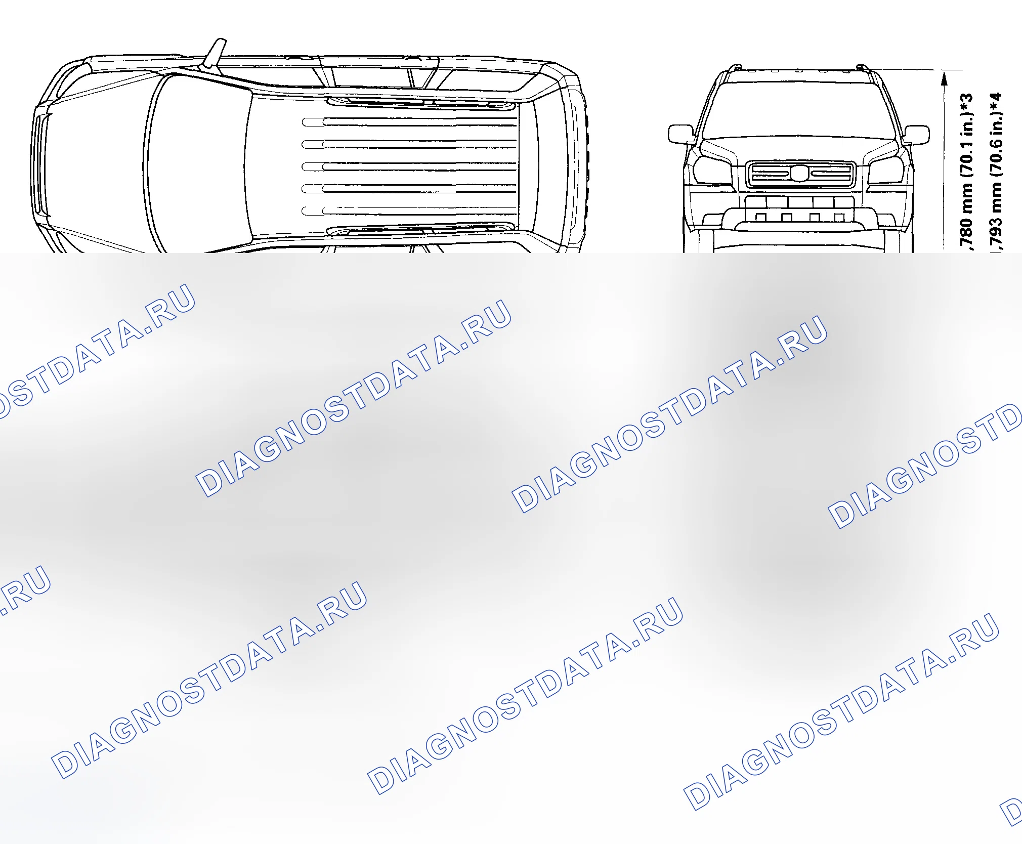 Рис. 1: Характеристики кузова. Honda Pilot I рестайлинг