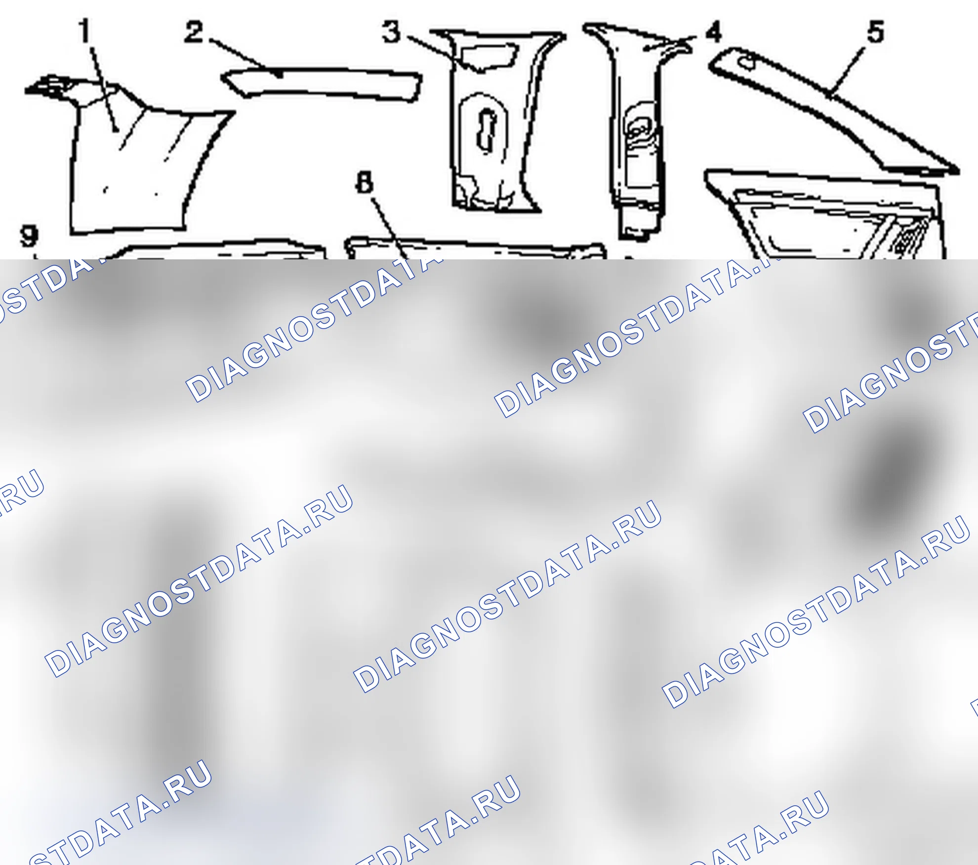 Расположение внутренней обшивки (модель F 35). Opel Signum I рестайлинг