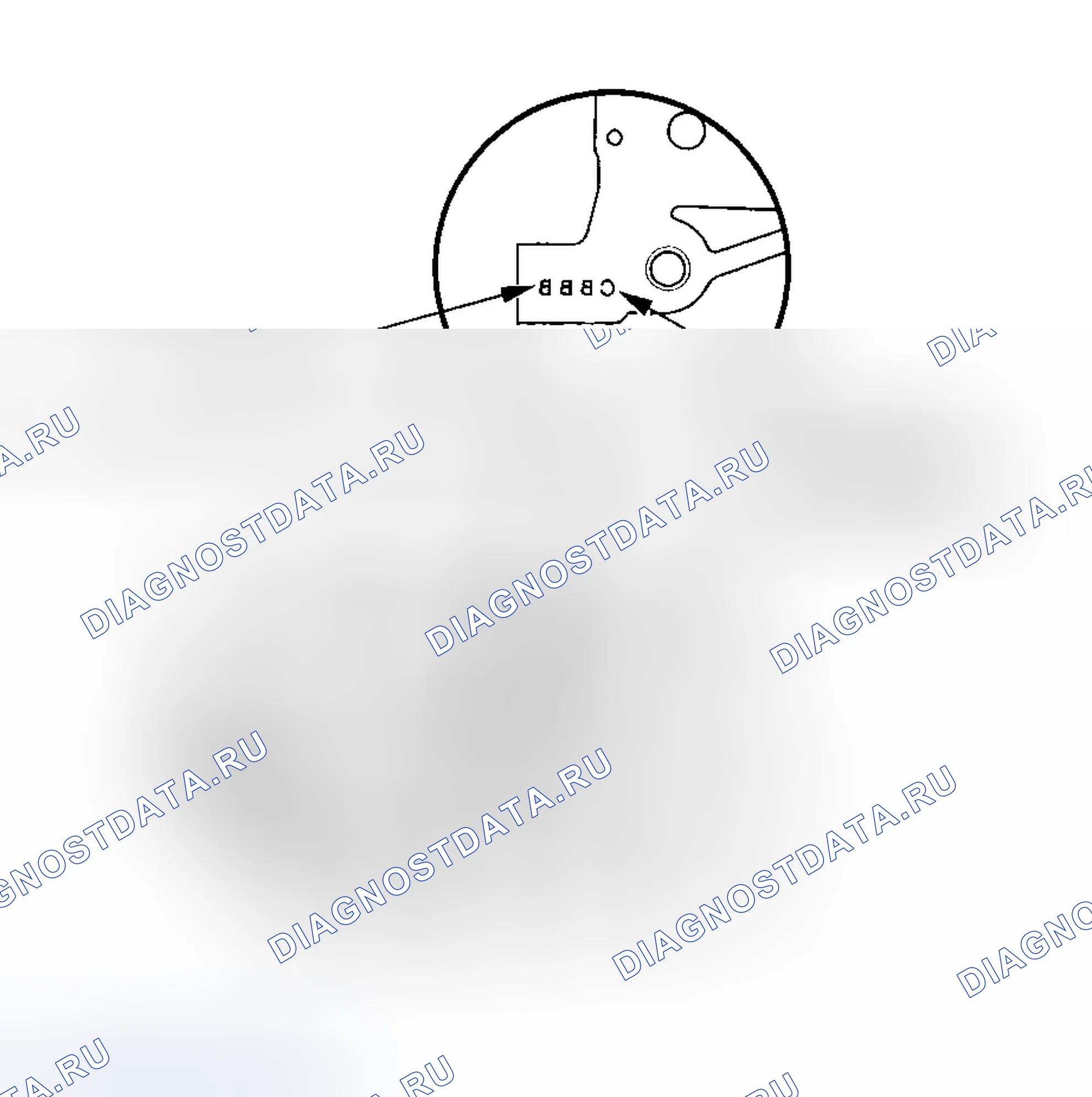 Рис. 457: Расположение кода отверстия коленчатого вала. Honda Odyssey III