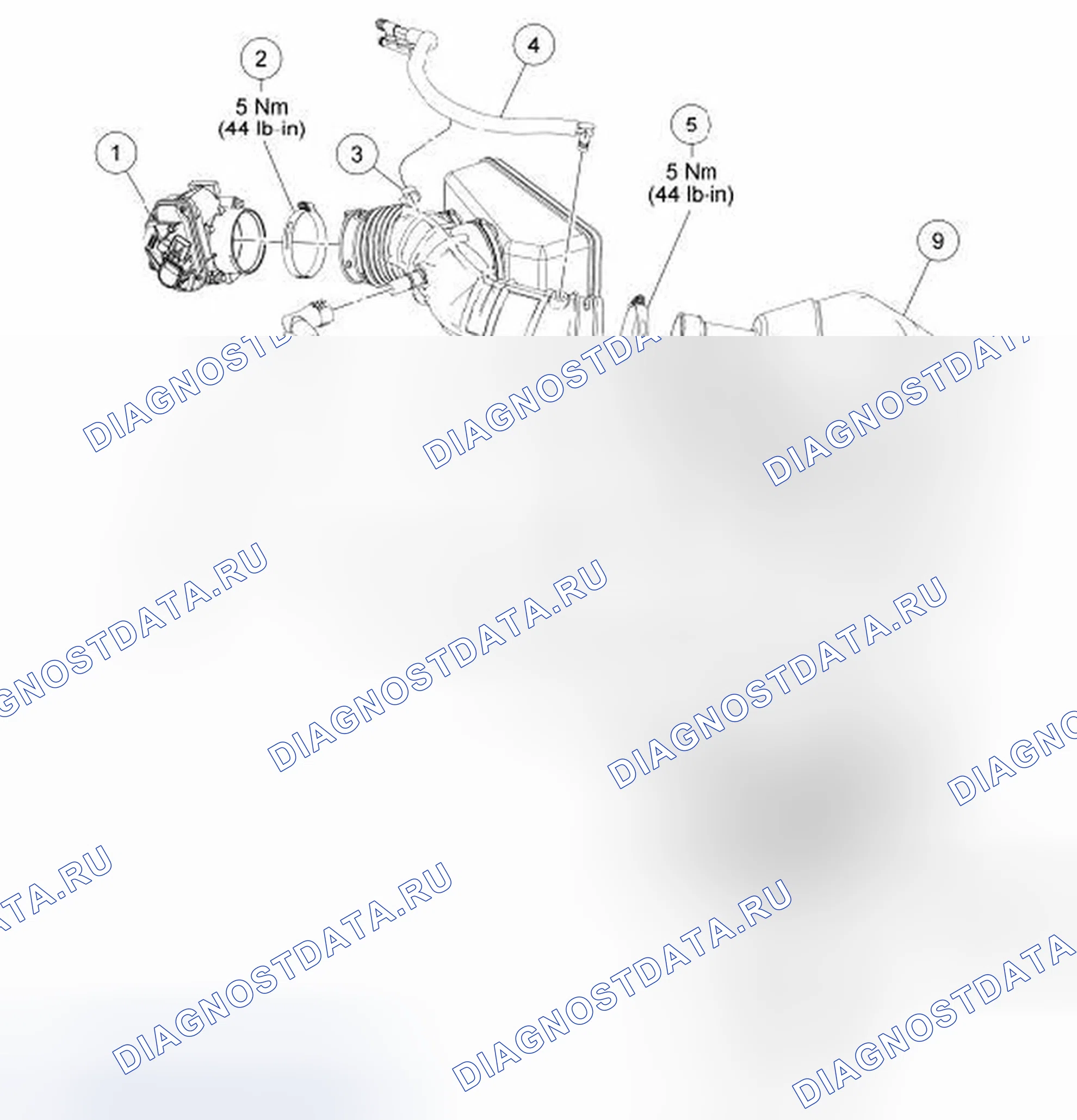 Рис. 3: Воздухоочиститель 3,5 л (воздушный фильтр) в сборе. Ford Taurus VI