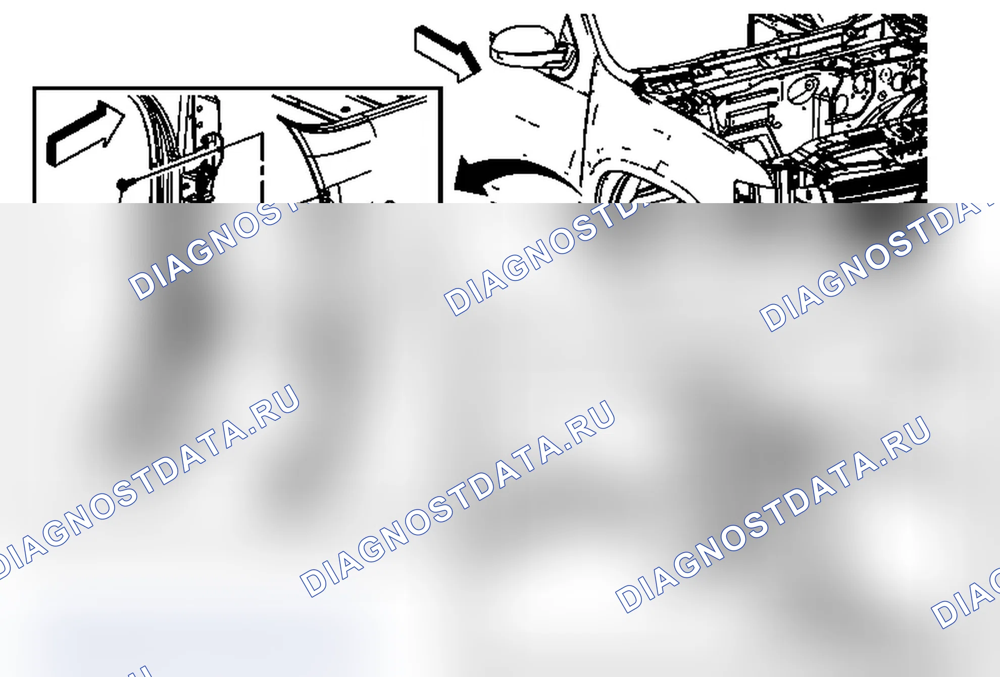 Рис. 5: Замена переднего крыла - правая сторона (не гибридная). Chevrolet Tahoe III
