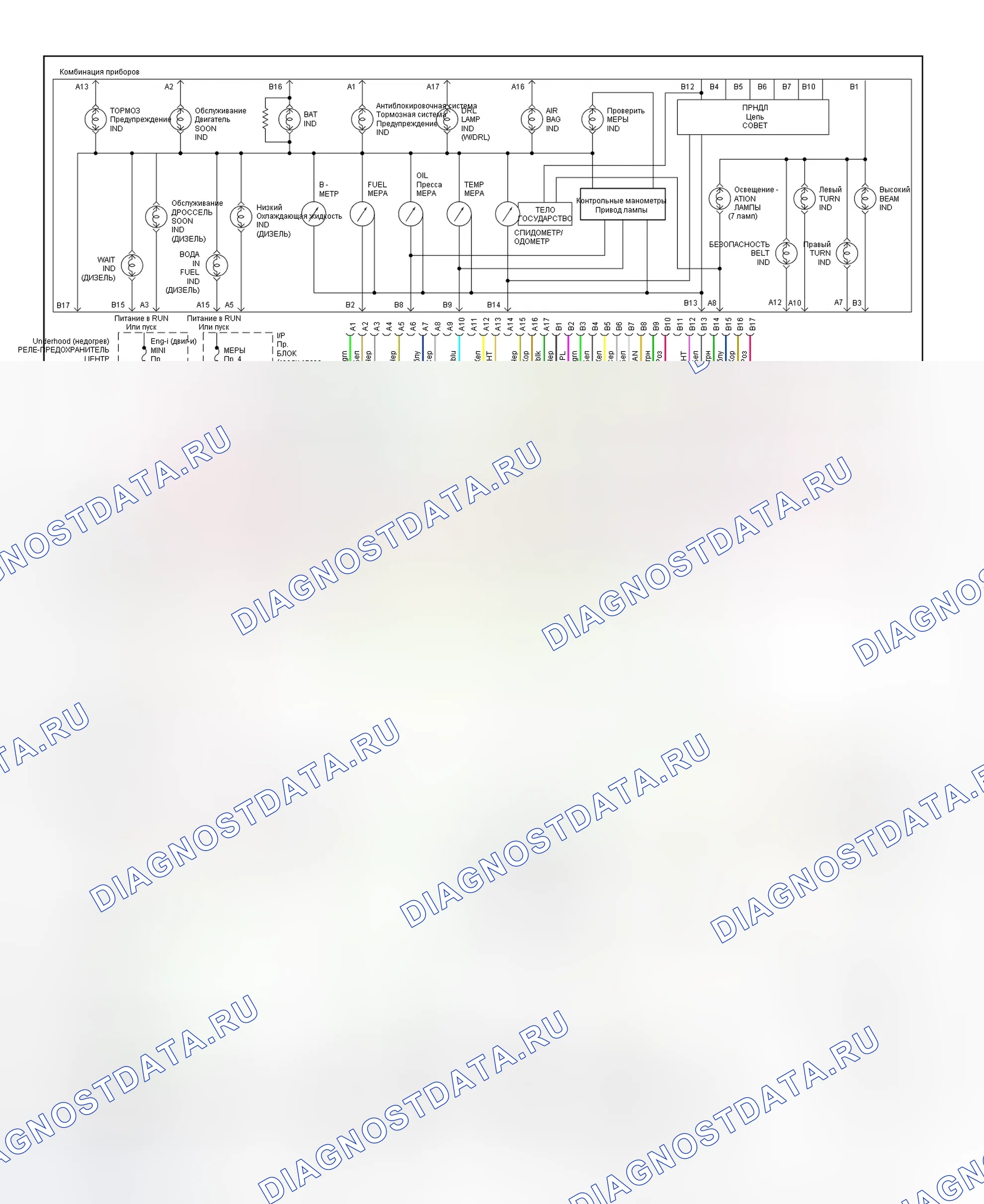 Рис. 2: Схема подключения аналоговой приборной панели (1 из 2). Chevrolet Chevy Express G1500 
