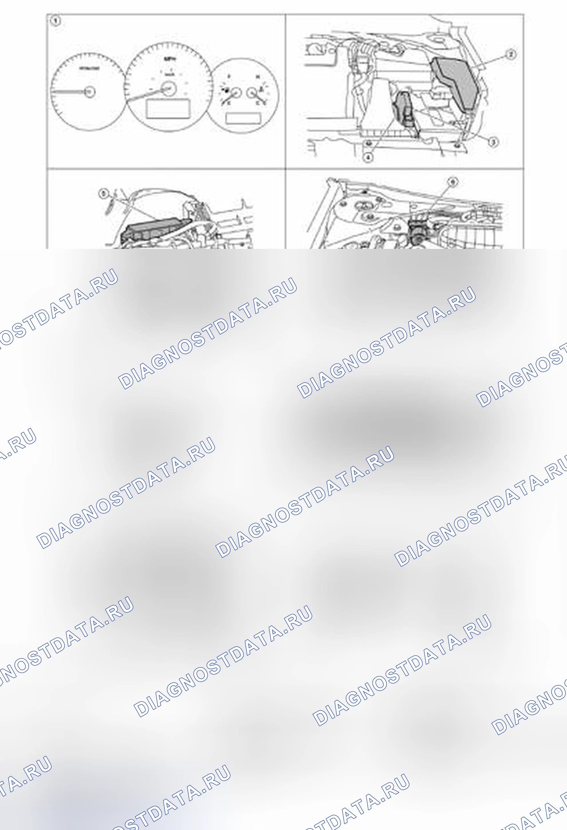 Рис. 131: ИНФОРМАЦИОННЫЙ ДИСПЛЕЙ: расположение компонентов. Nissan Altima L33