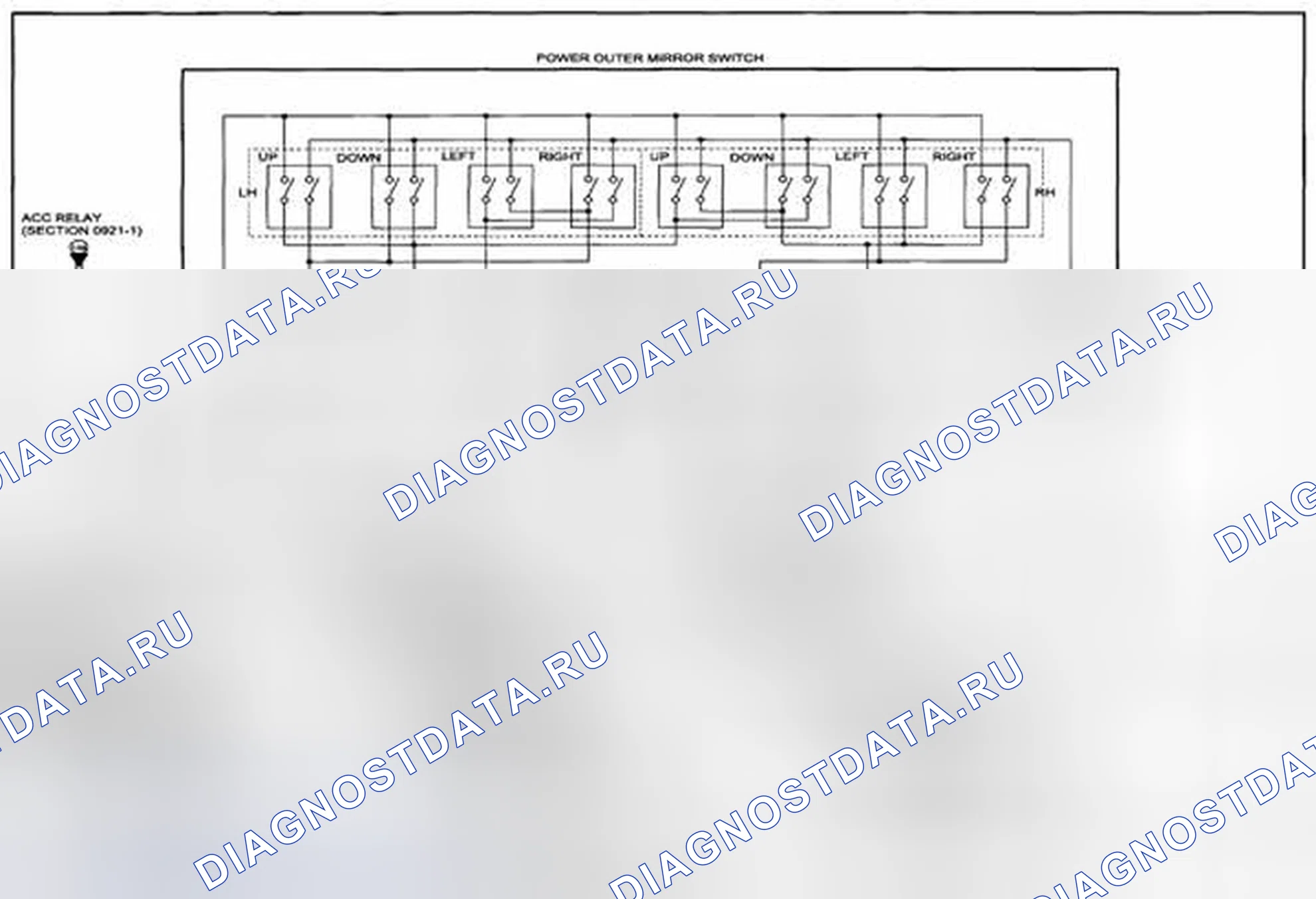 Рис. 135: Схема подключения внешнего зеркала питания (0912-3) 1 из 2. Mazda CX-5 I