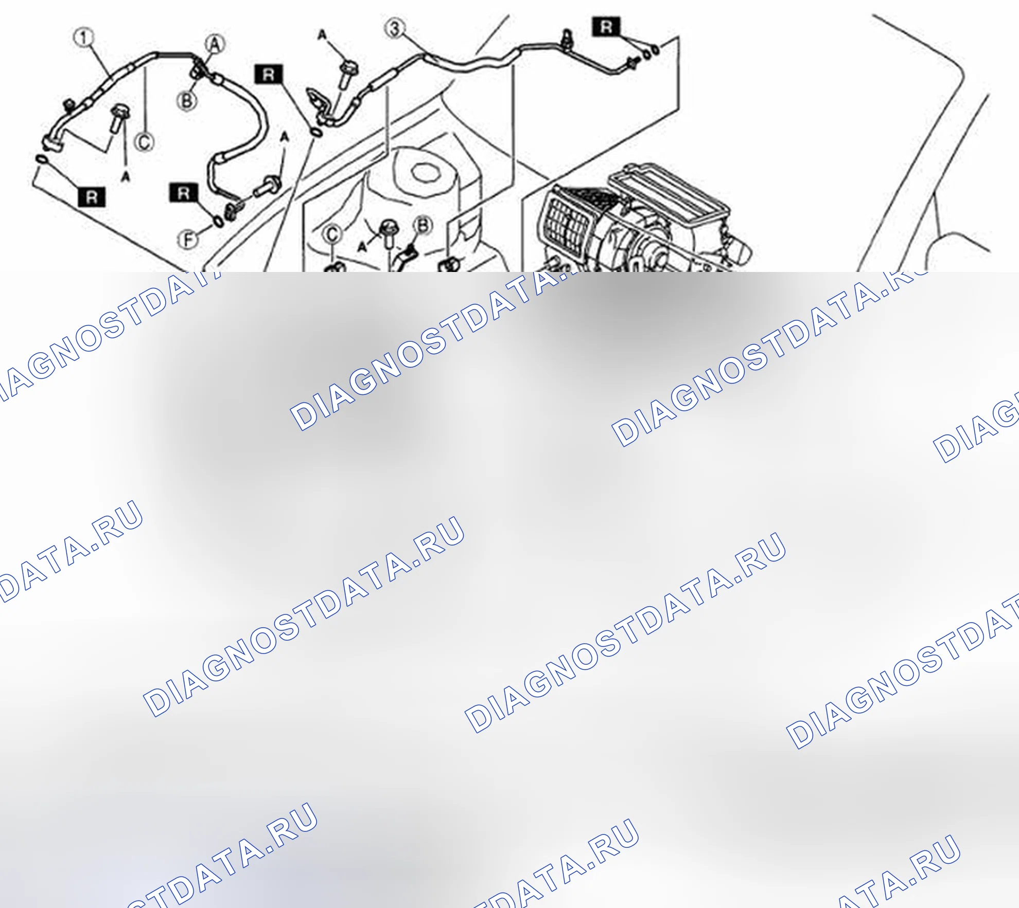 Рис. 11: ДЕМОНТАЖ / МОНТАЖ ТРУБОПРОВОДОВ ХЛАДАГЕНТА [Lf, L3]. Audi R8 I