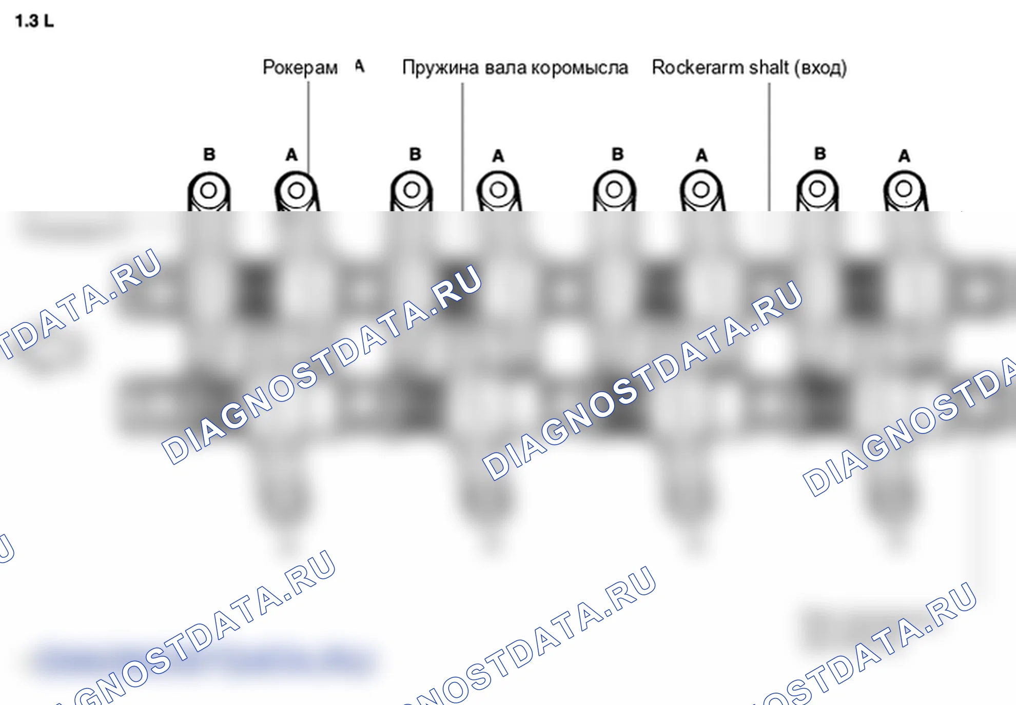 Расположение деталей коромысла. Hyundai Accent LC