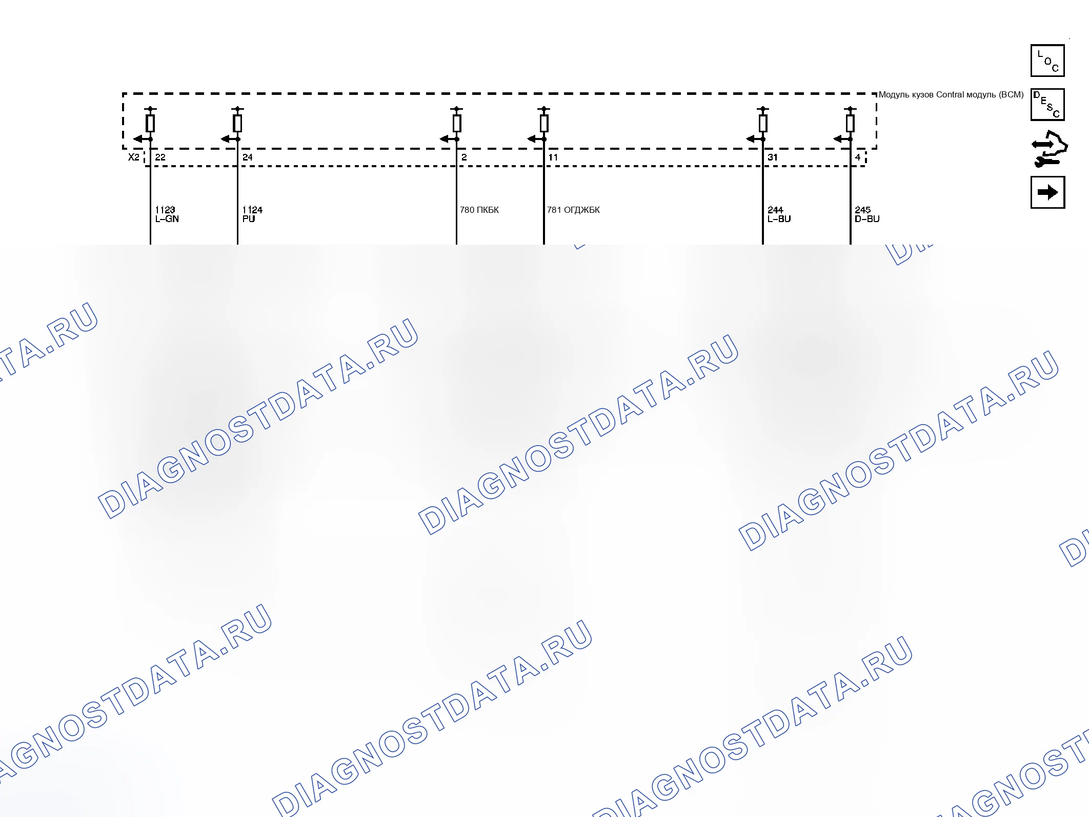 Рис. 1: Схема дверного замка/индикатора. Chevrolet Uplander I final