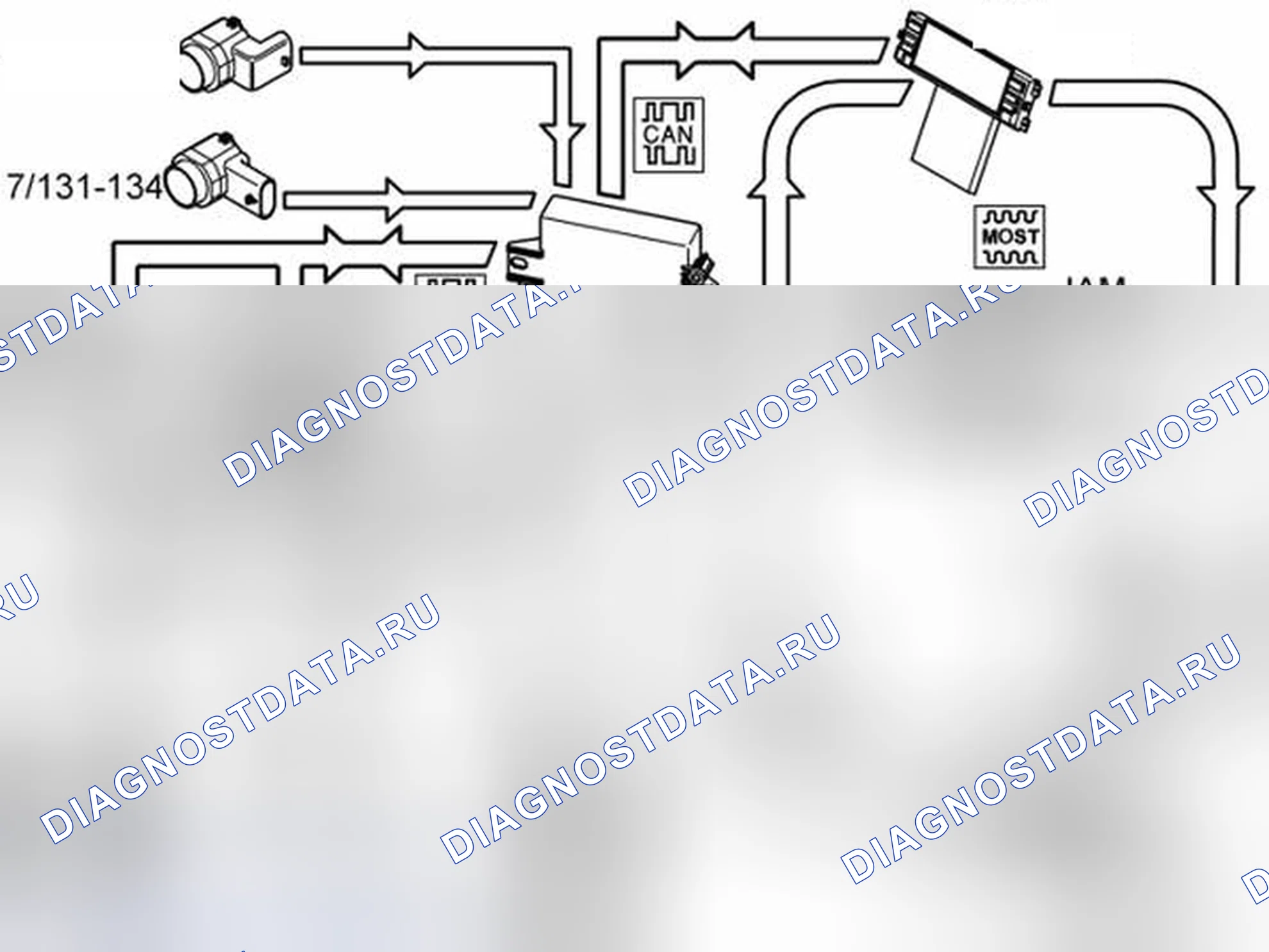 Рис. 729: СИСТЕМА ПОМОЩИ ПРИ ПАРКОВКЕ. Volvo S80 II рестайлинг