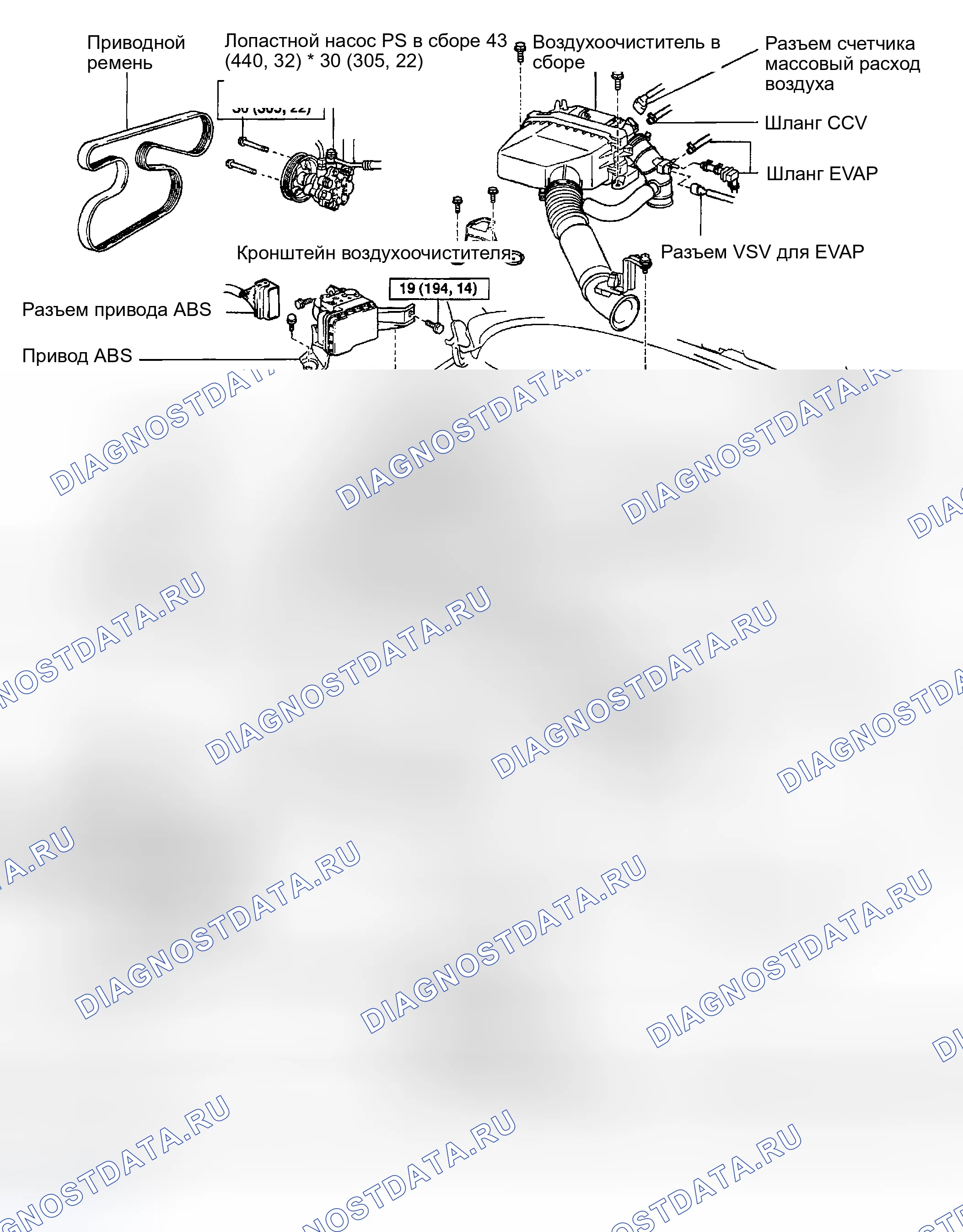 Рис. 86: КОМПОНЕНТЫ. Toyota RAV4 II