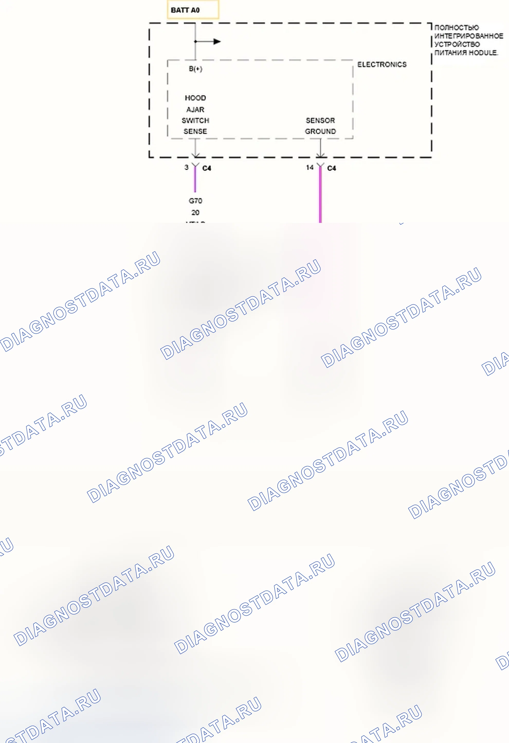 Рис. 262: B1820-HOOD Приоткрыто ВХОДНАЯ ЦЕПЬ ВЫСОКАЯ. Chrysler Town & Country V рестайлинг