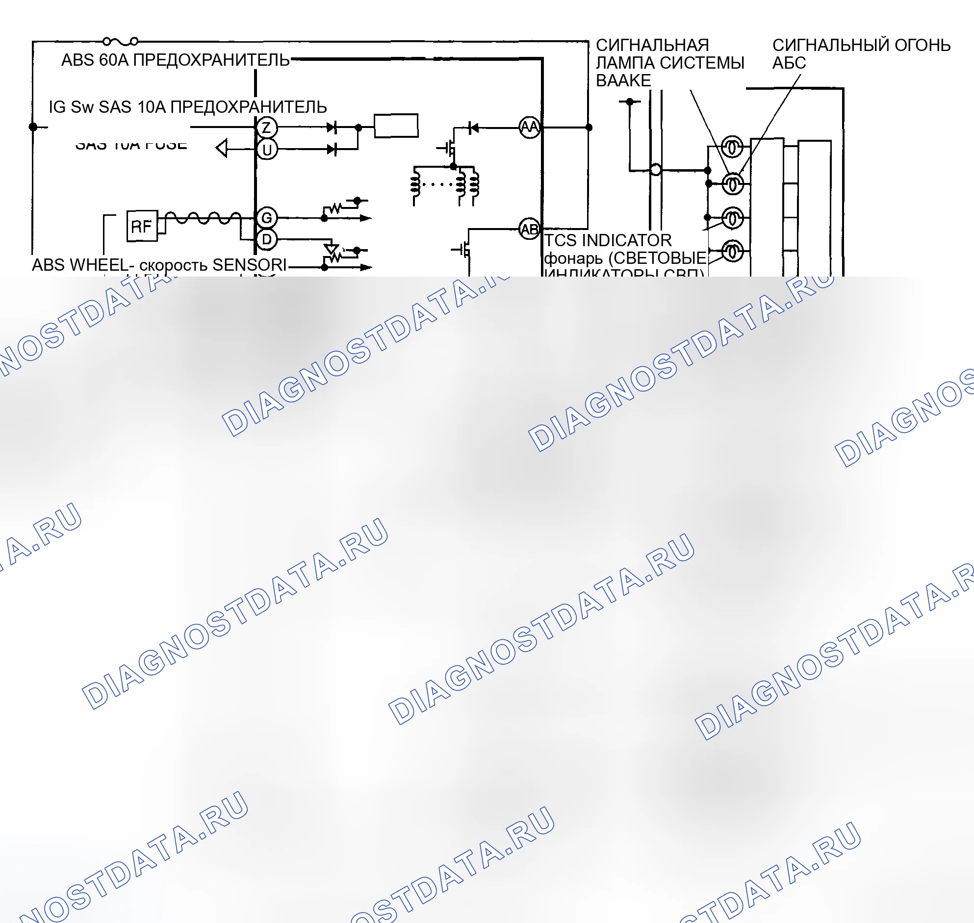 Рис. 1: электросхема СИСТЕМЫ ABS / TCS. Mazda 6 GH рестайлинг