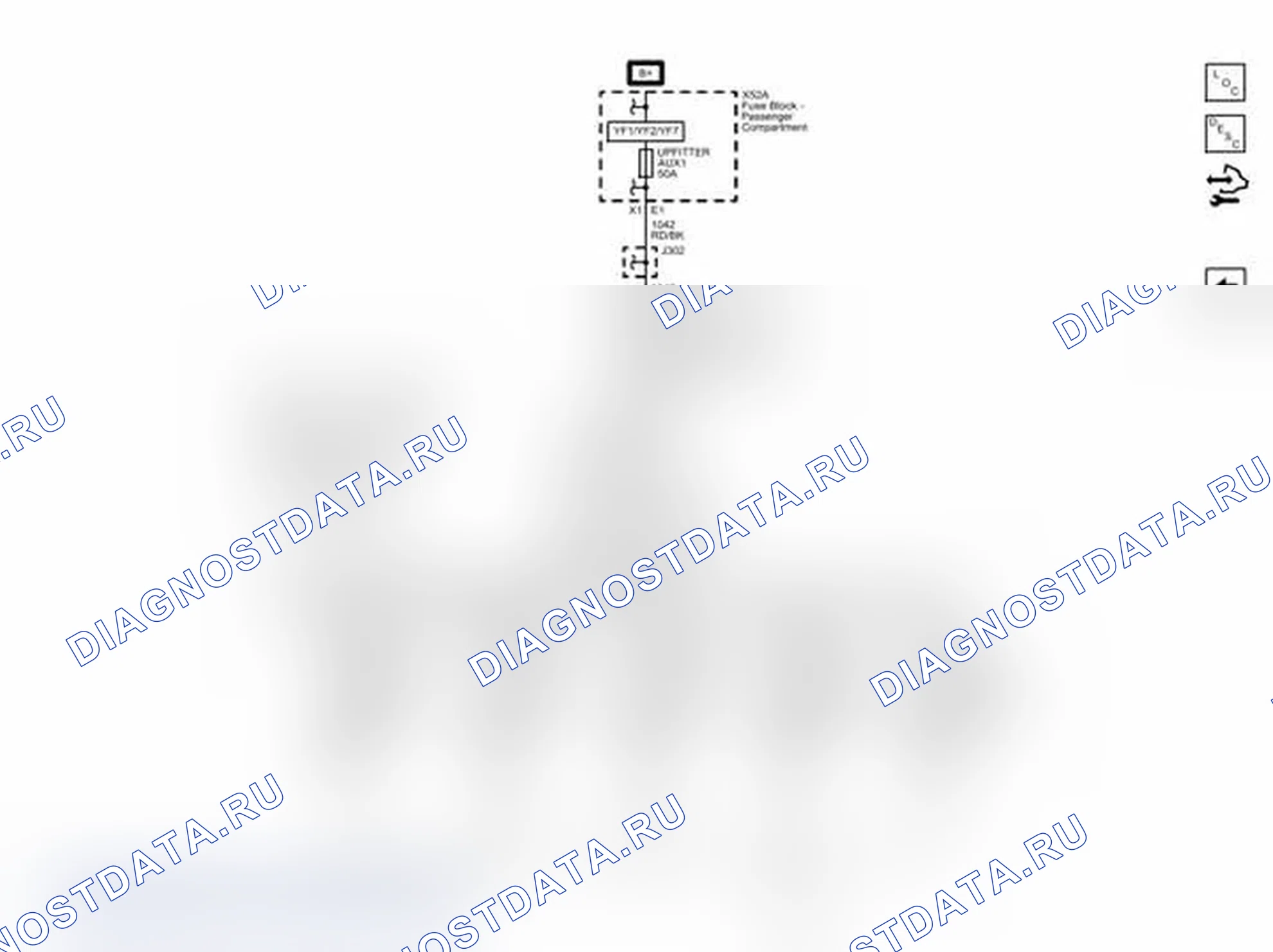 Рис. 10: Схемы подключения купольных люминесцентных ламп (PRP с UF2). Chevrolet Express G1500 