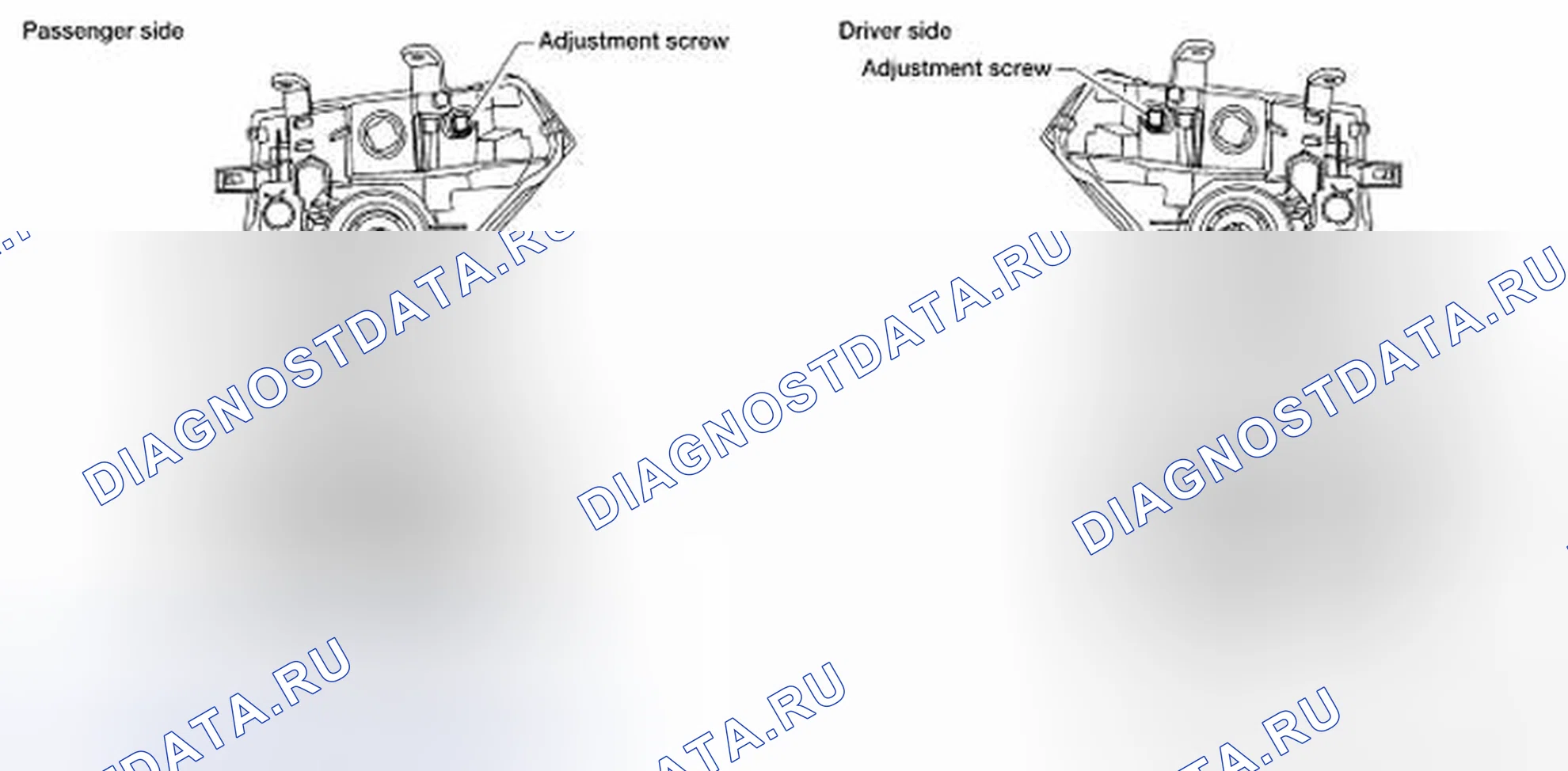 Рис. 92: Идентификация регулировочного винта. Nissan Frontier D40