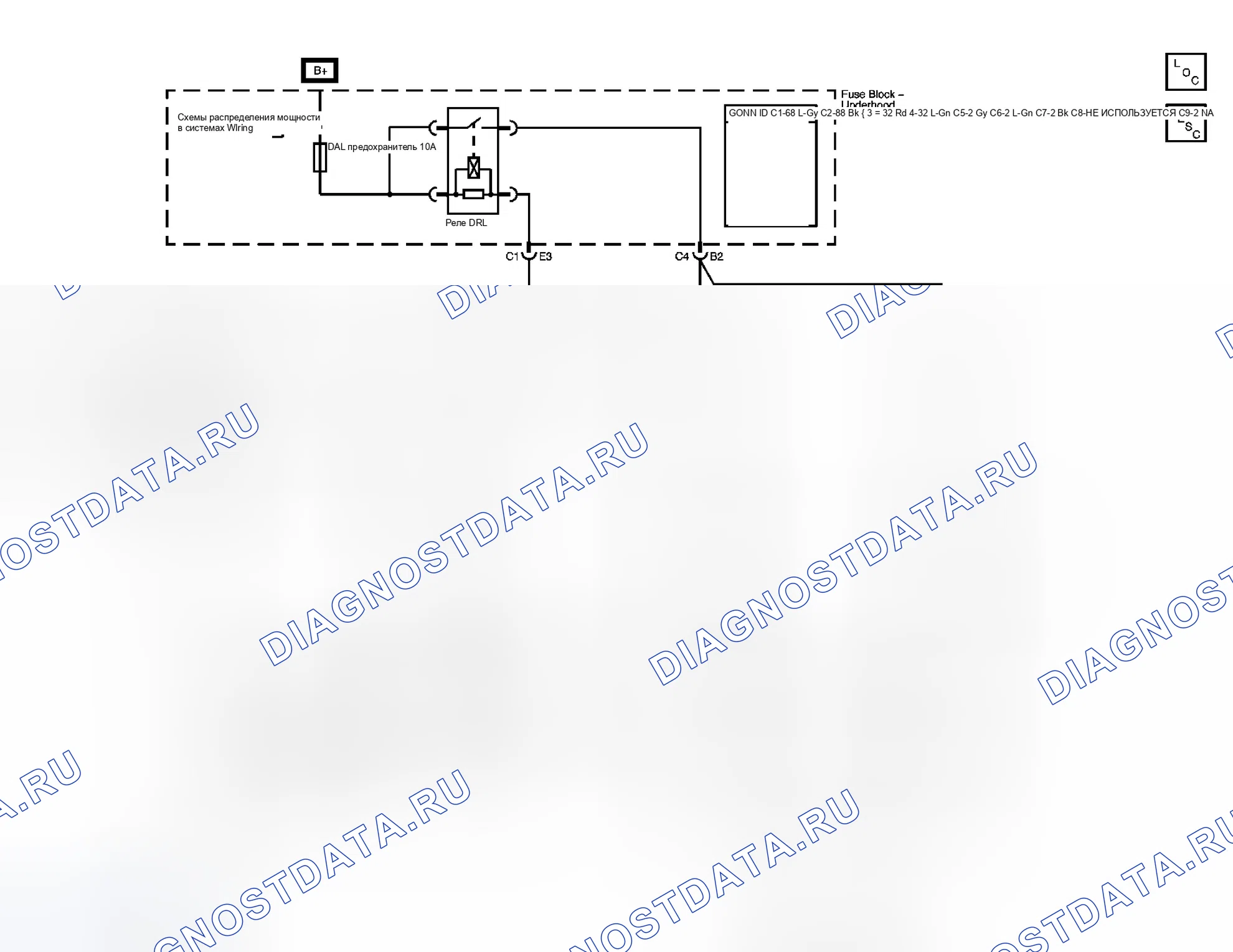Рис. 3: Схема фар / дневных ходовых огней (DRL). Hummer H2 I