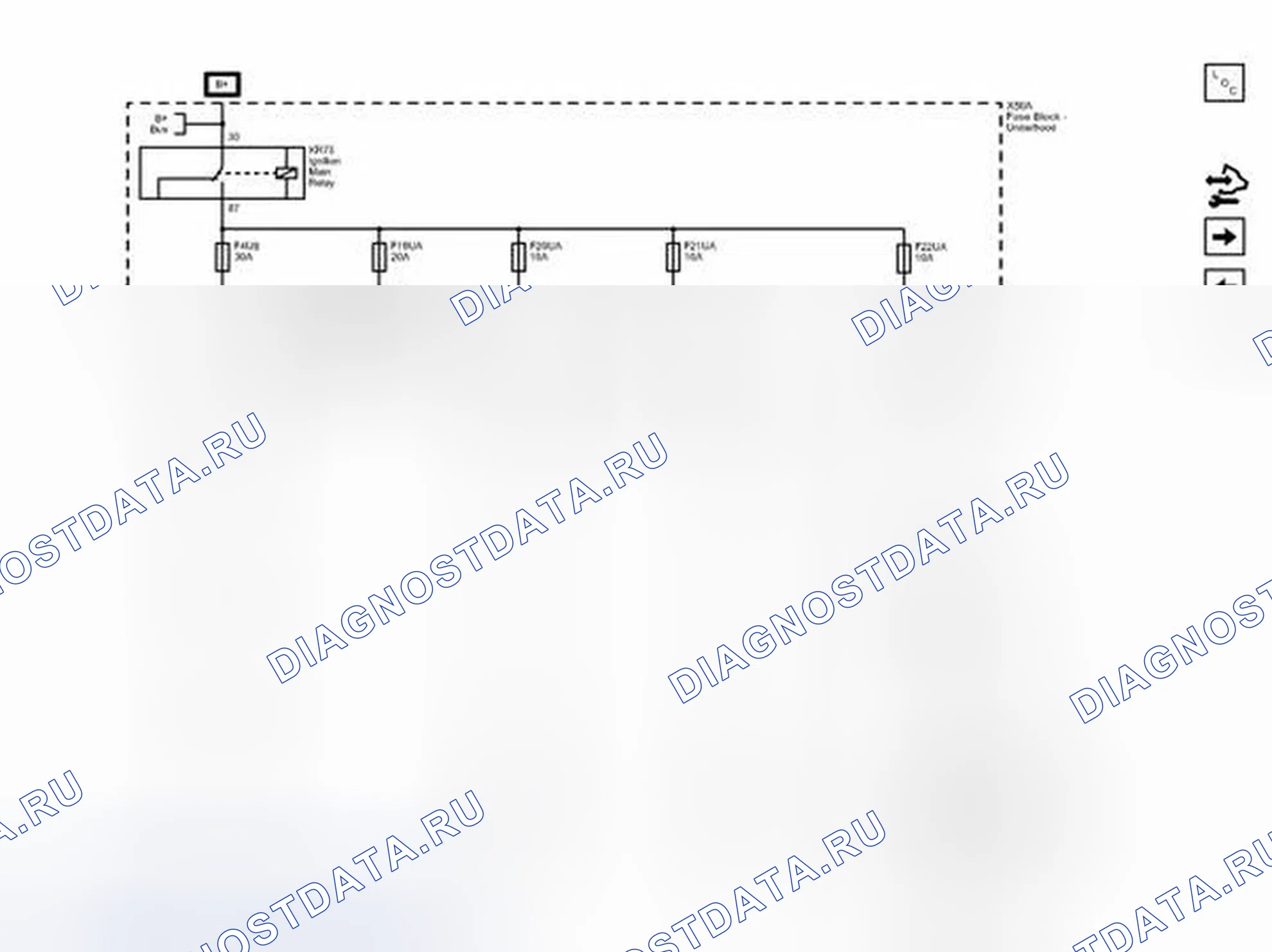 Рис. 60: Предохранители F4UB, F19UA, F20UA, F21UA и F22UA (Lwe). Chevrolet Sonic I