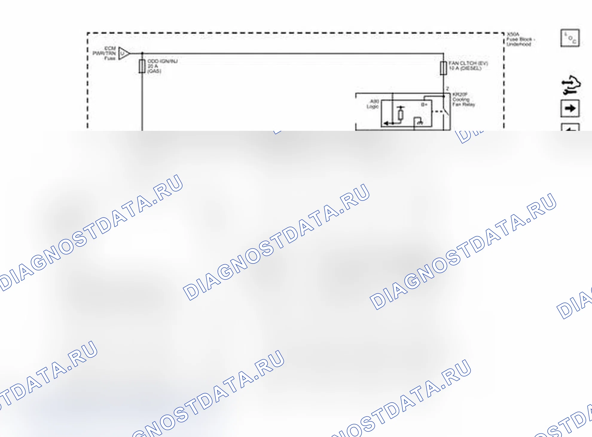 Рис. 168: Схема подключения предохранителей FAN CLTCH (EV) и ODD IGN/INJ. Chevrolet Express G1500 