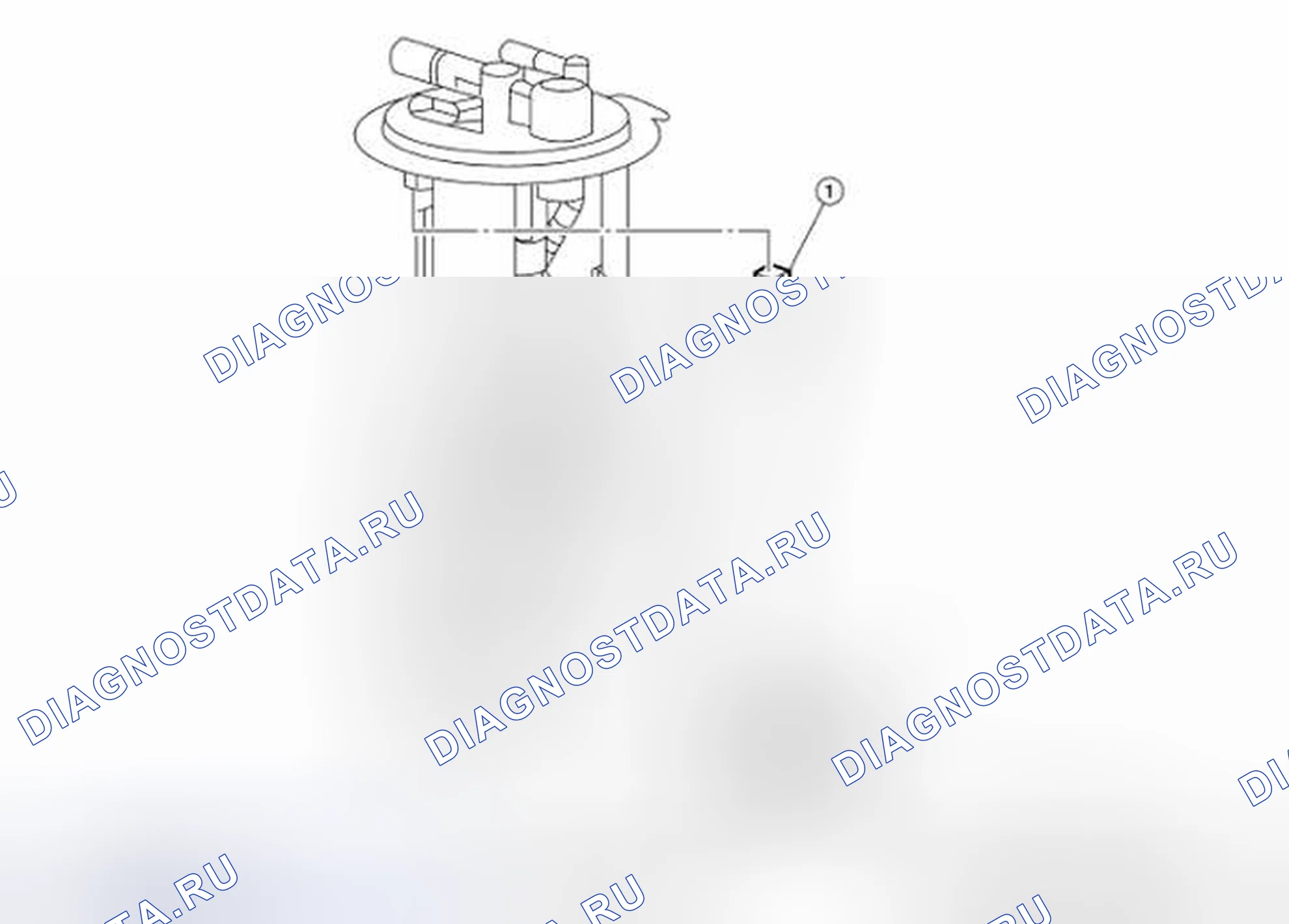 Рис. 1: Идентификация компонентов узла датчика уровня топлива. Nissan Frontier D40