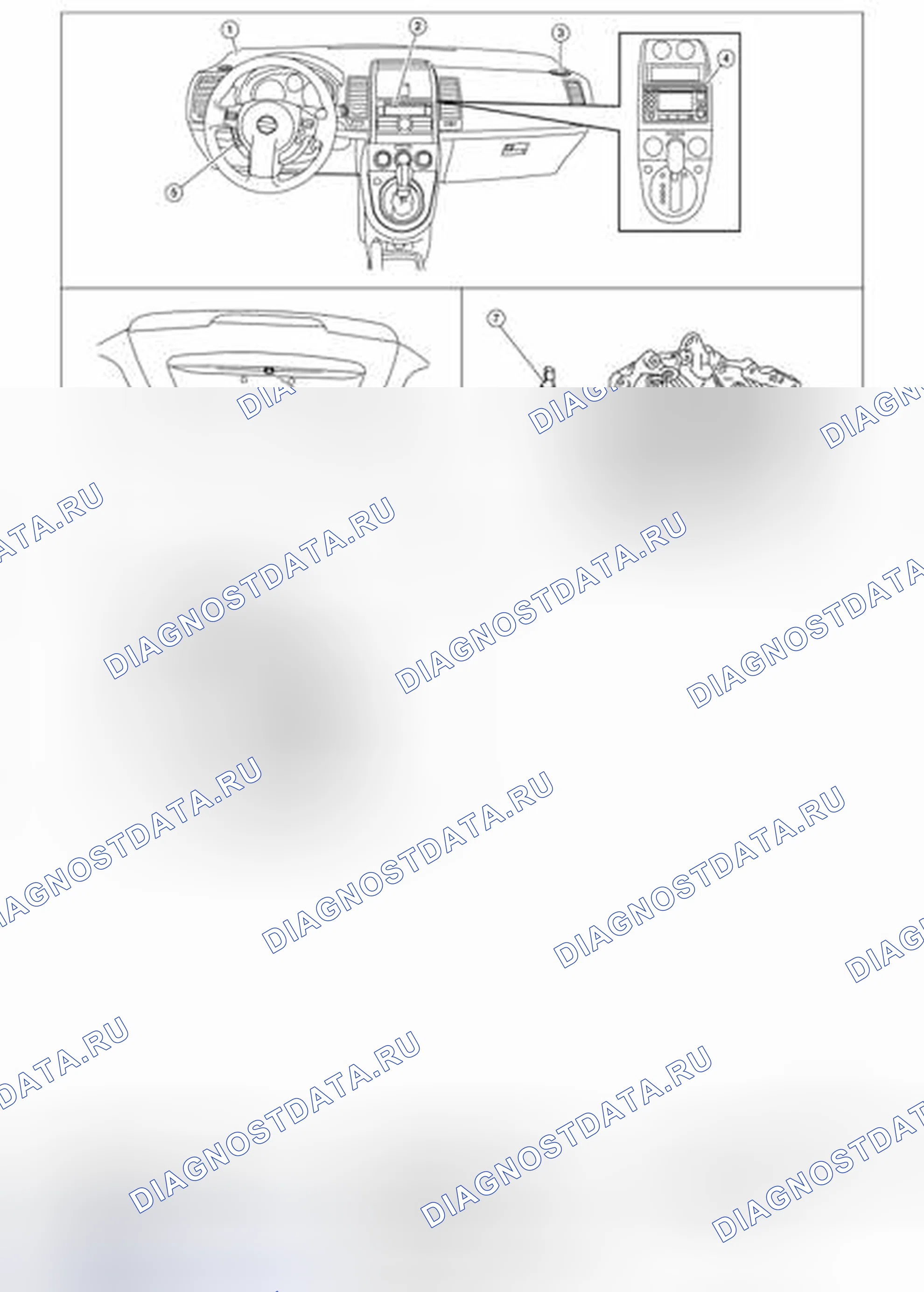 Рис. 18: Расположение соединителей компонентов и кабелей. Nissan Sentra B16 рестайлинг