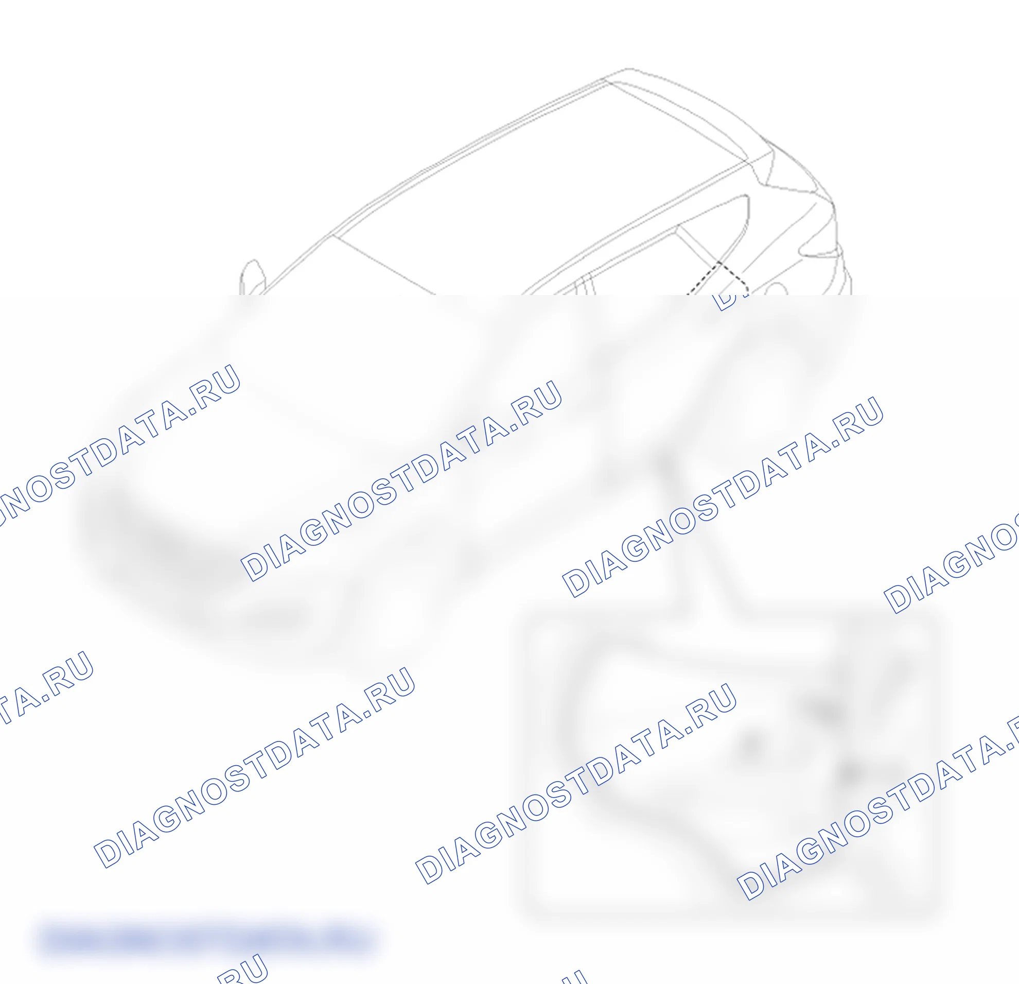 Расположение деталей отделки задней двери. Hyundai Santafe Sport DMA