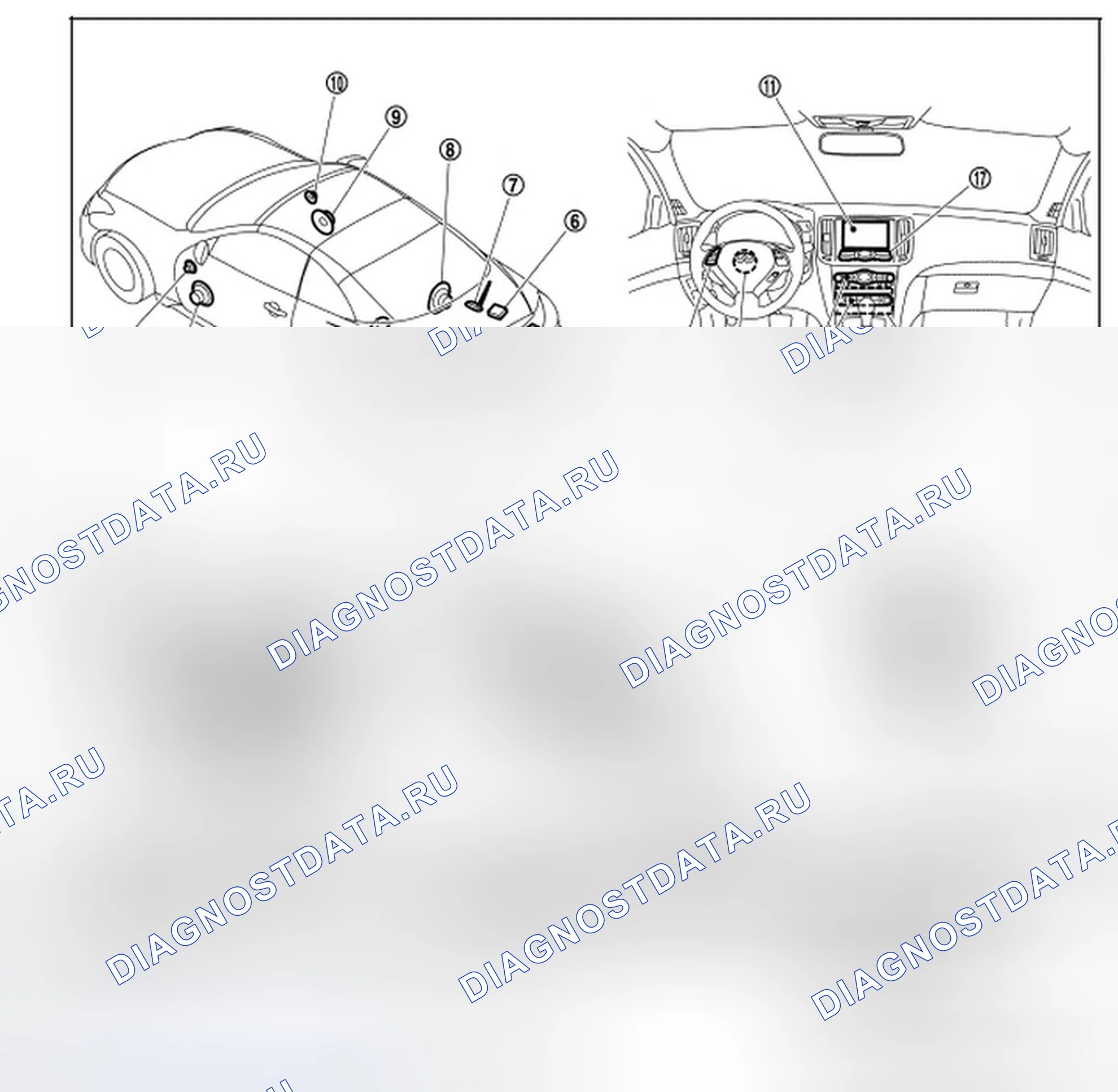 Рис. 183: Расположение компонентов. Infiniti G37 IV рестайлинг