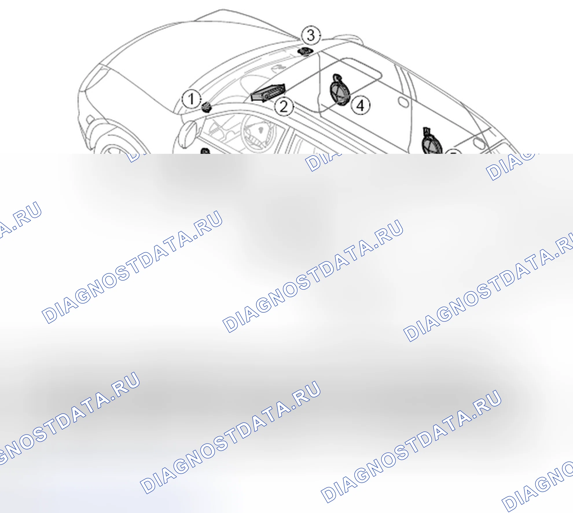 Рис. 7: Компоновка компонентов PCM2/ CDR23 основной звуковой системы. Kia Optima IV рестайлинг