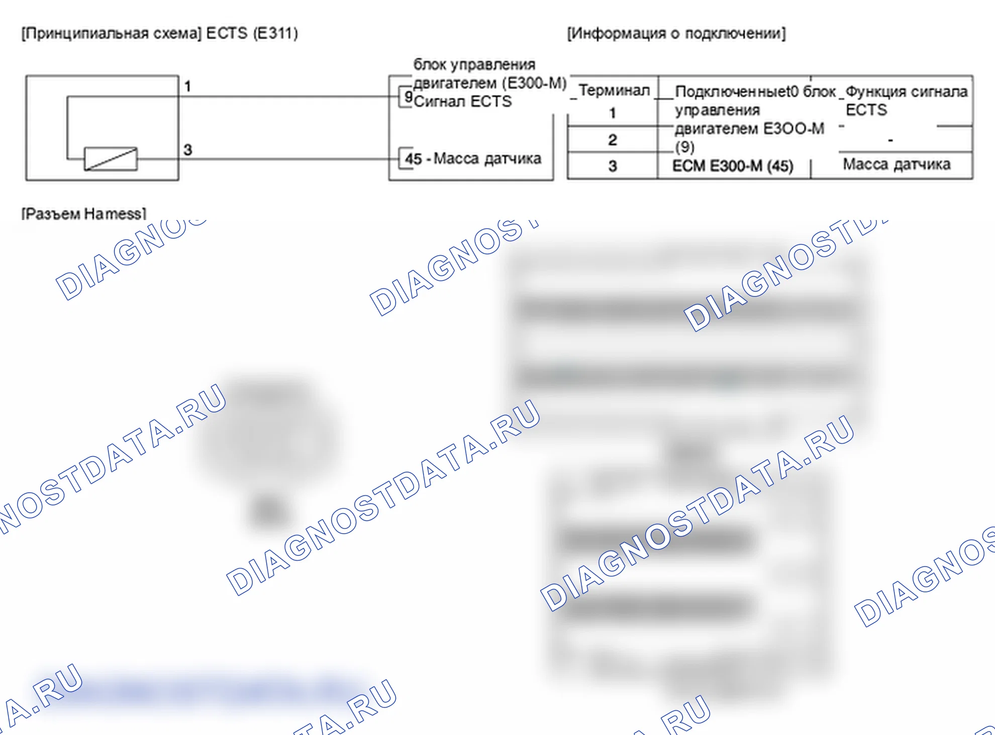 Фрагмент электросхемы: Датчик температуры охлаждающей жидкости двигателя (ECTS). Hyundai GRAND i10/Xcent BA