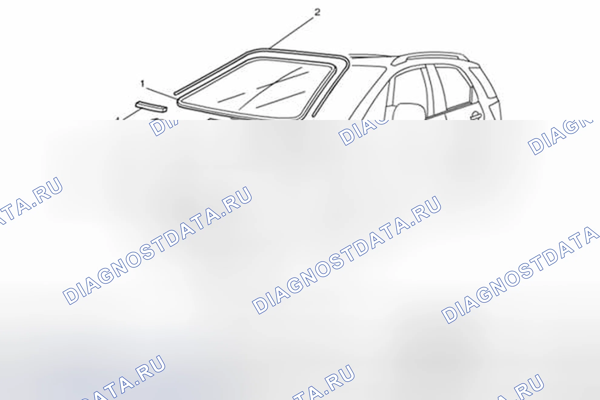 Рис. 1: Компоненты ветрового стекла. Suzuki SX4 I рестайлинг