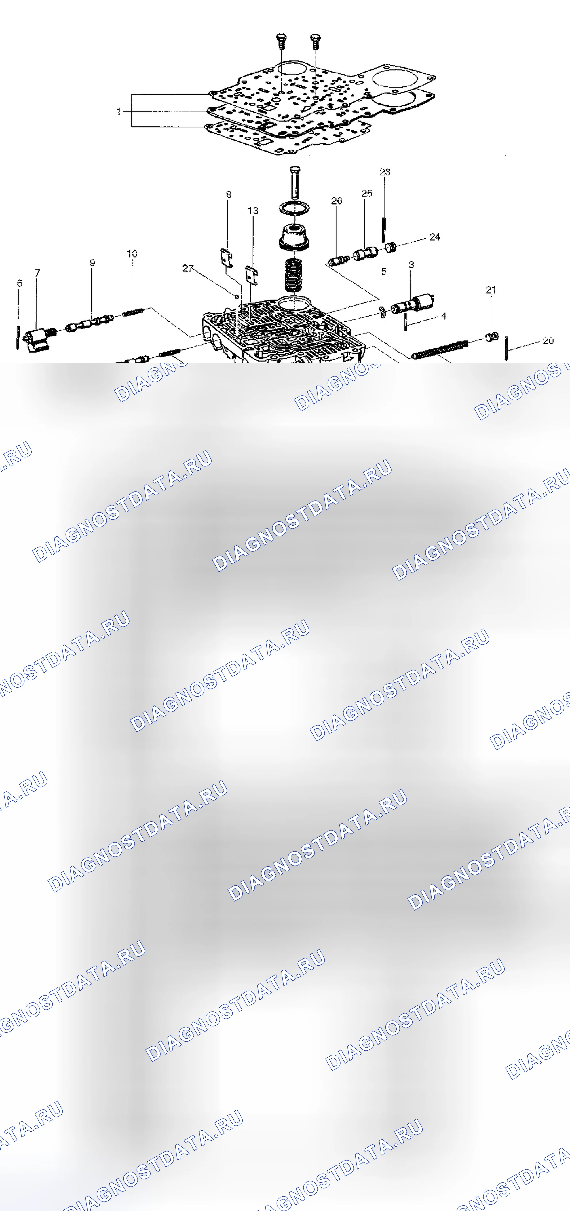 Рис. 93: Вид в разобранном виде. Isuzu Axiom I