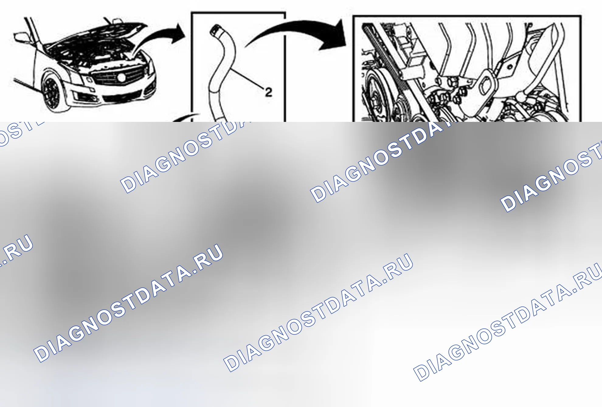 Рис. 7: Замена выпускного шланга радиатора (LTG с VO3). Cadillac ATS I