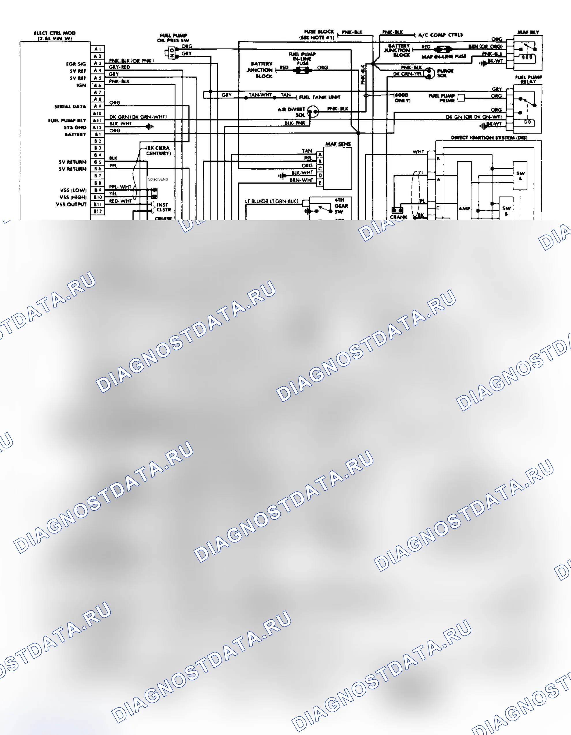 Рис. 21: электросхема Celebrity, Century, Cutlass Ciera и 6000 2.8L. Chevrolet Camaro III рестайлинг