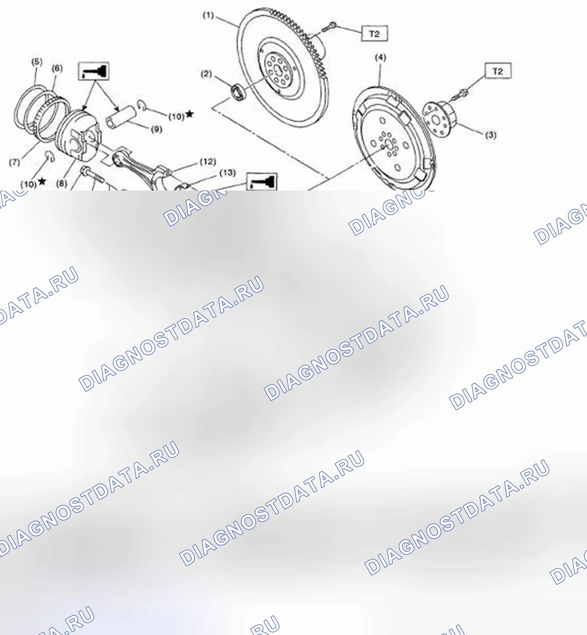 Рис. 234: КОЛЕНЧАТЫЙ ВАЛ И ПОРШЕНЬ. Subaru Legacy BL/BP рестайлинг