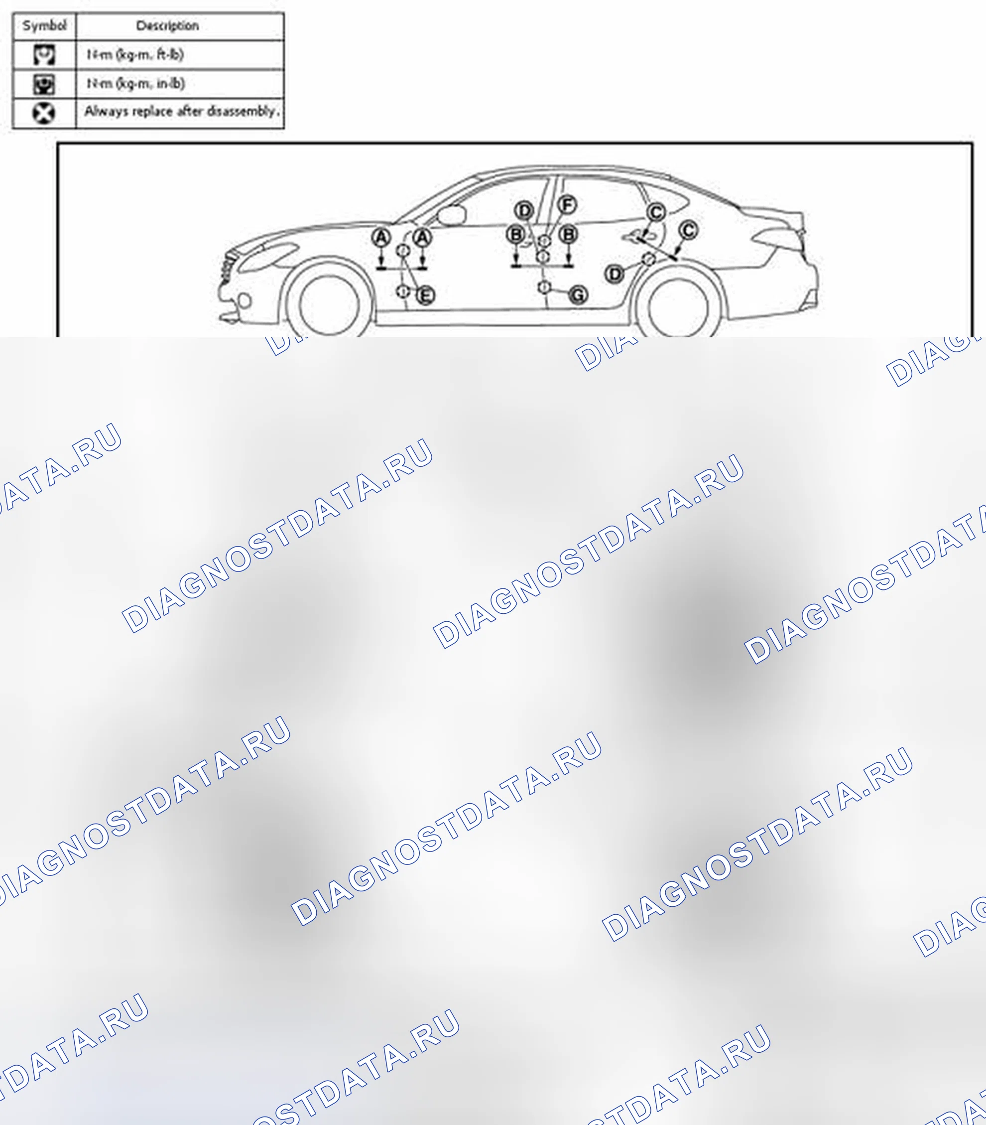 Рис. 202: ДВЕРЬ В СБОРЕ: Регулировка. Infiniti Q70 I рестайлинг