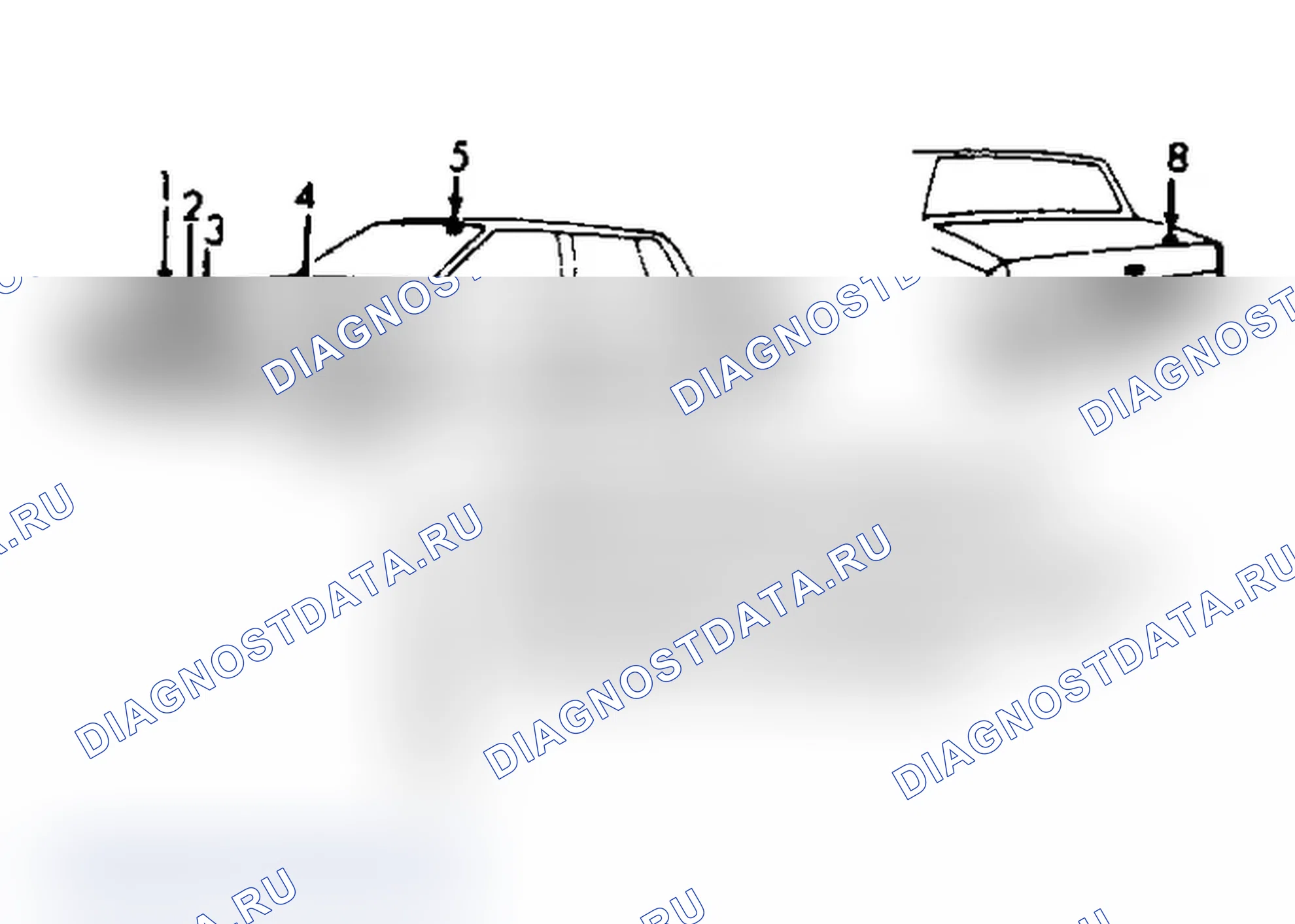 Рис. 3: РАСПОЛОЖЕНИЕ ИНФОРМАЦИОННЫХ МЕТОК. Buick Electra VI