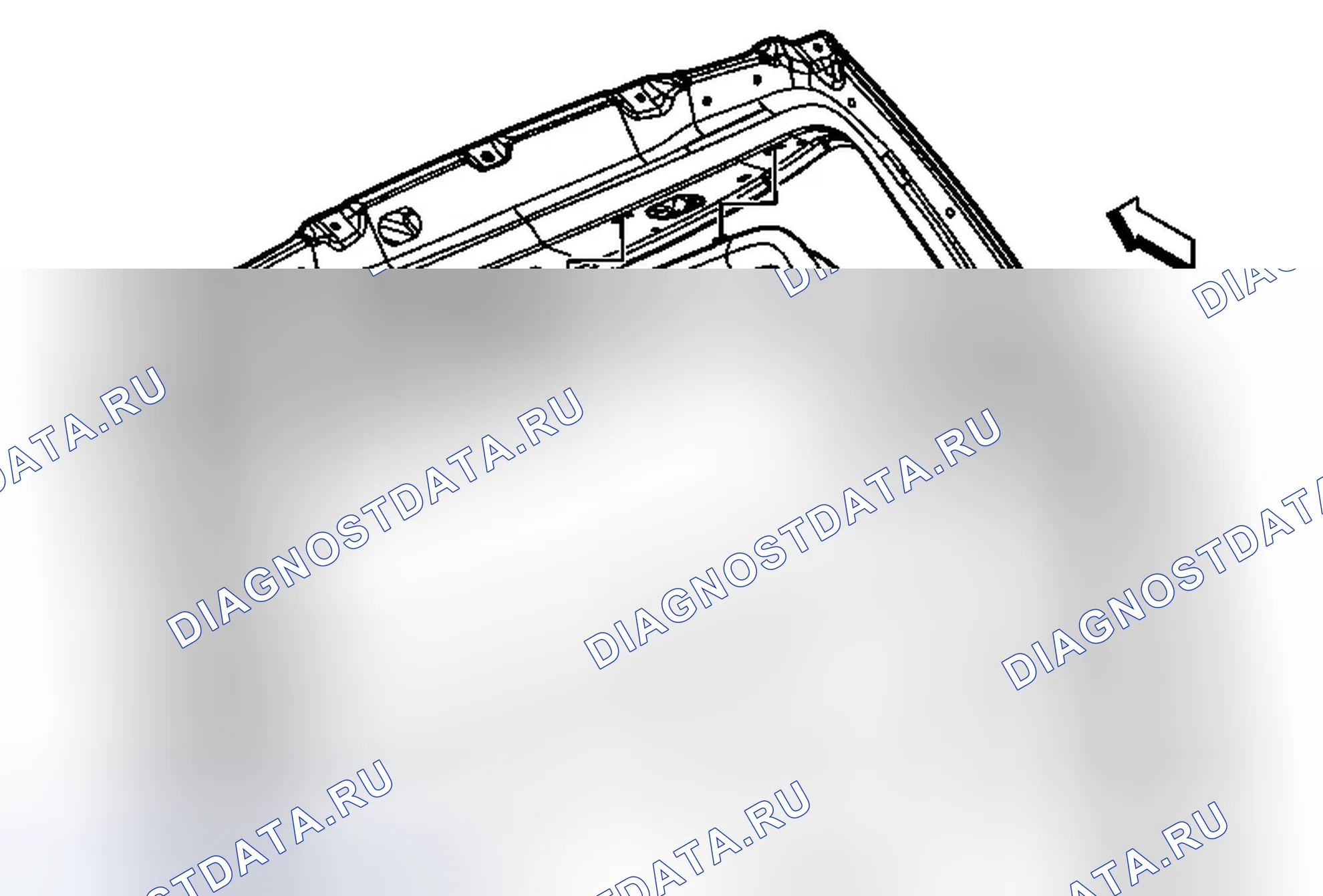Рис. 96: Замена литьевого гарнира дверь багажника (TB4). Chevrolet Traverse I